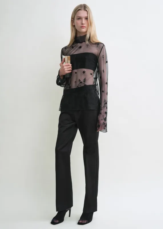 Floral tulle blouse black/black sold by Toteme