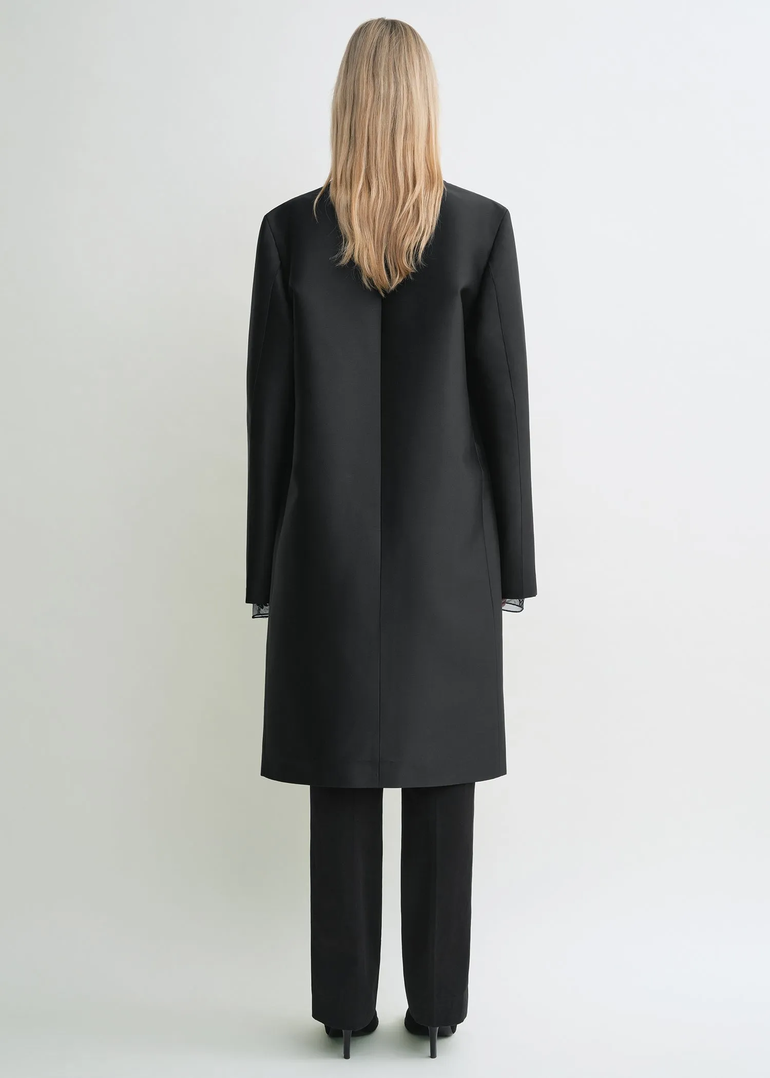 Collarless coat black sold by Toteme product image thumbnail 3