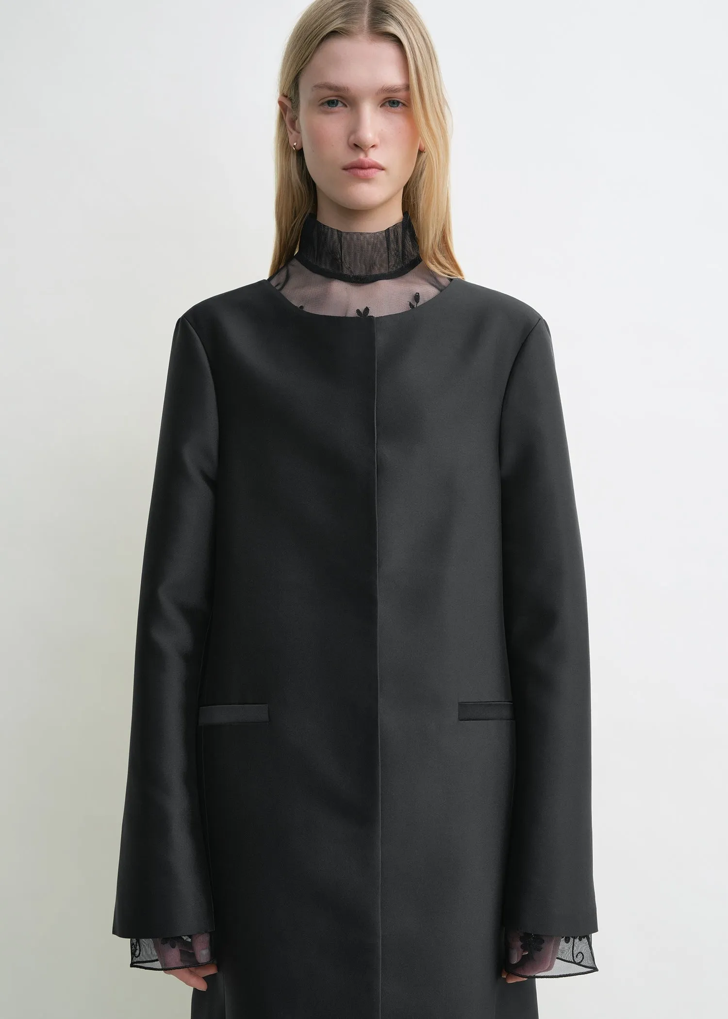 Collarless coat black sold by Toteme product image thumbnail 4