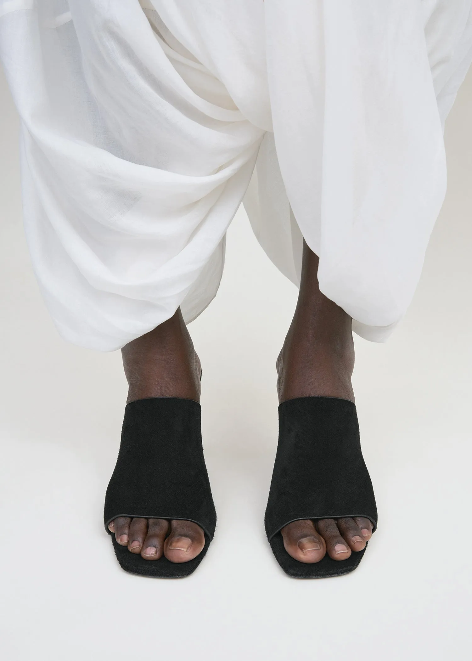 Velour-leather bandeau mules black sold by Toteme product image thumbnail 2