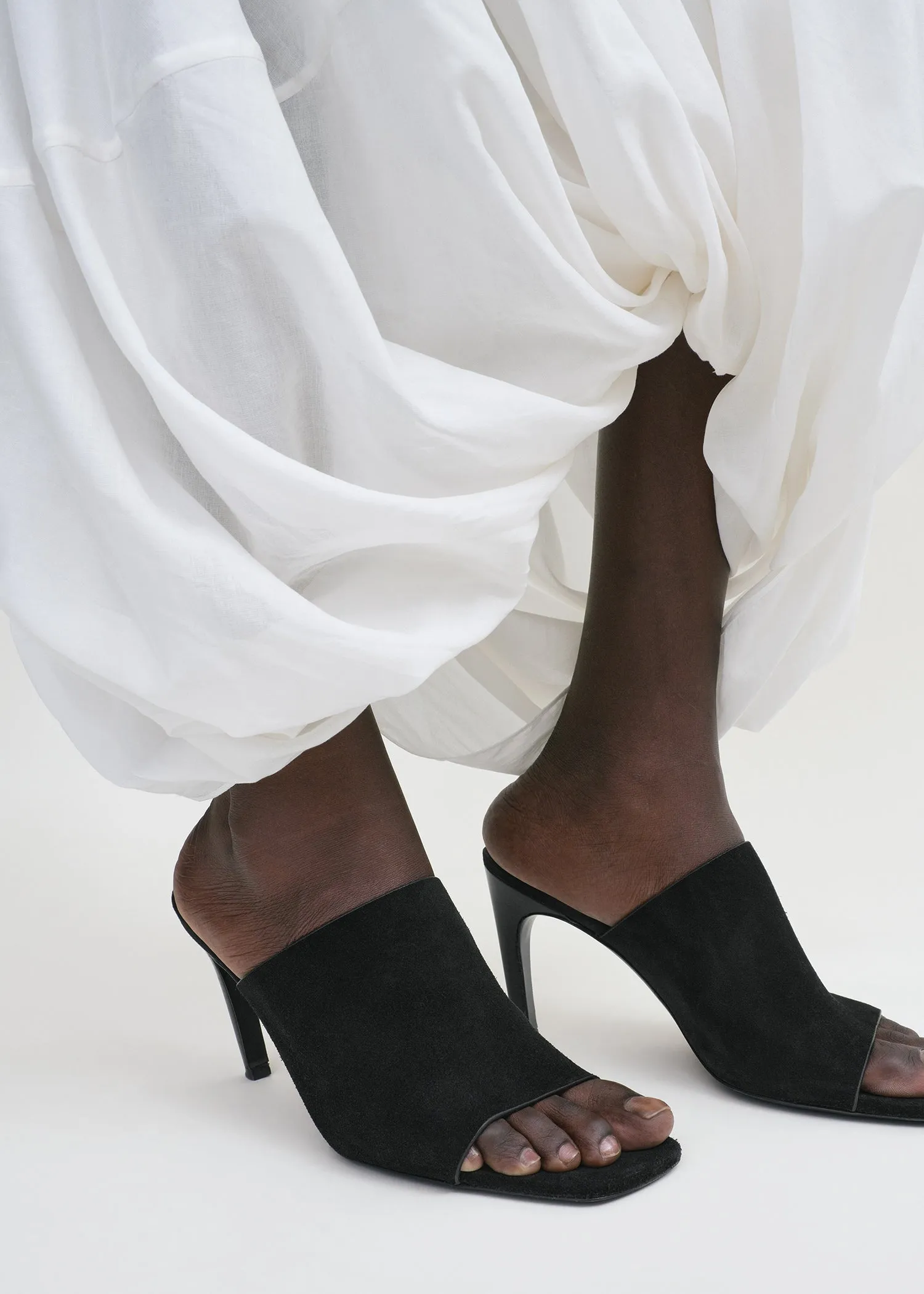 Velour-leather bandeau mules black sold by Toteme product image thumbnail 3