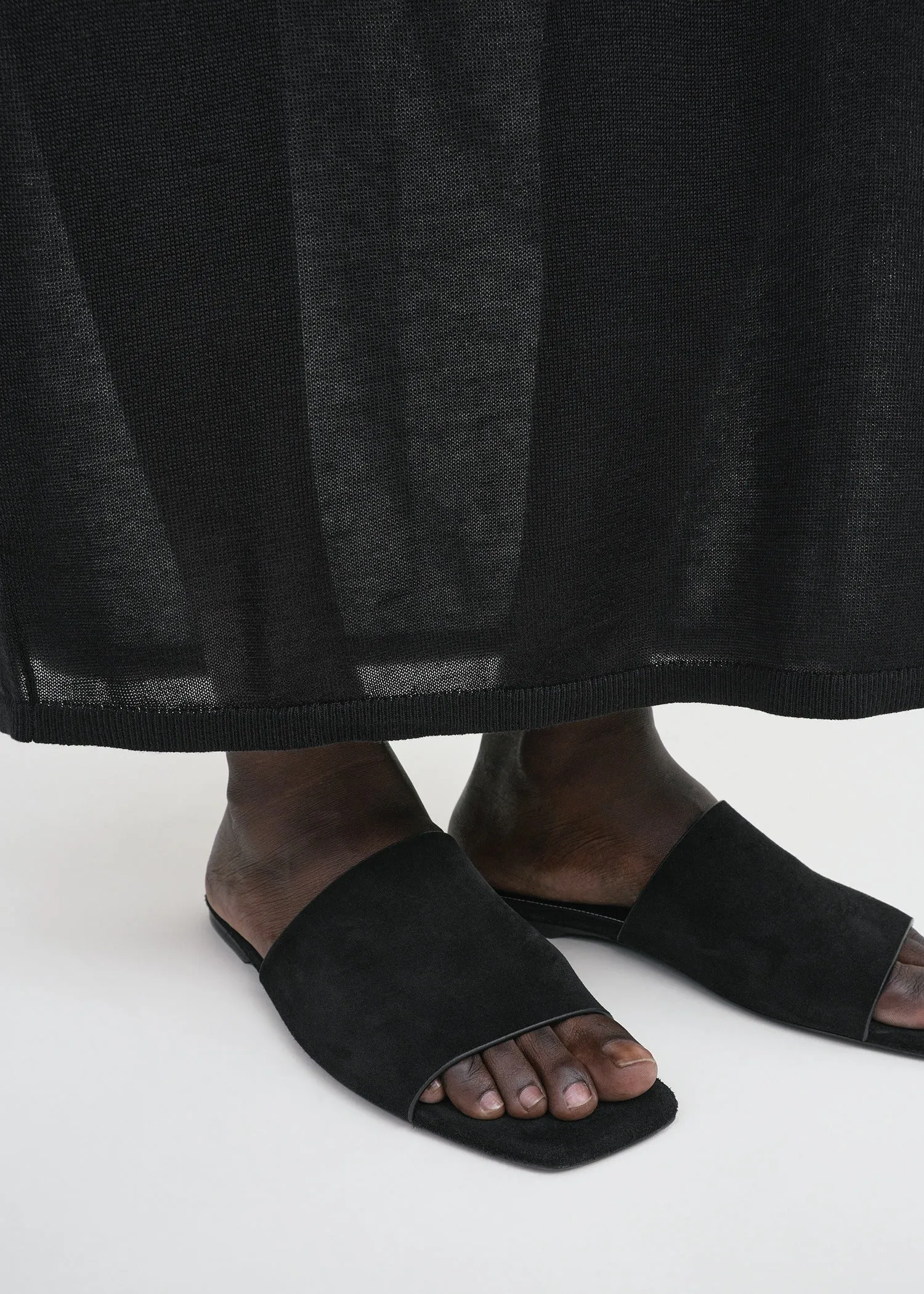 Velour-leather bandeau slides black sold by Toteme product image thumbnail 3