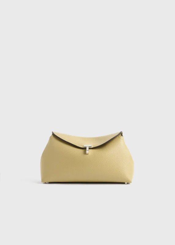 T-lock grained-leather clutch desert made by Toteme