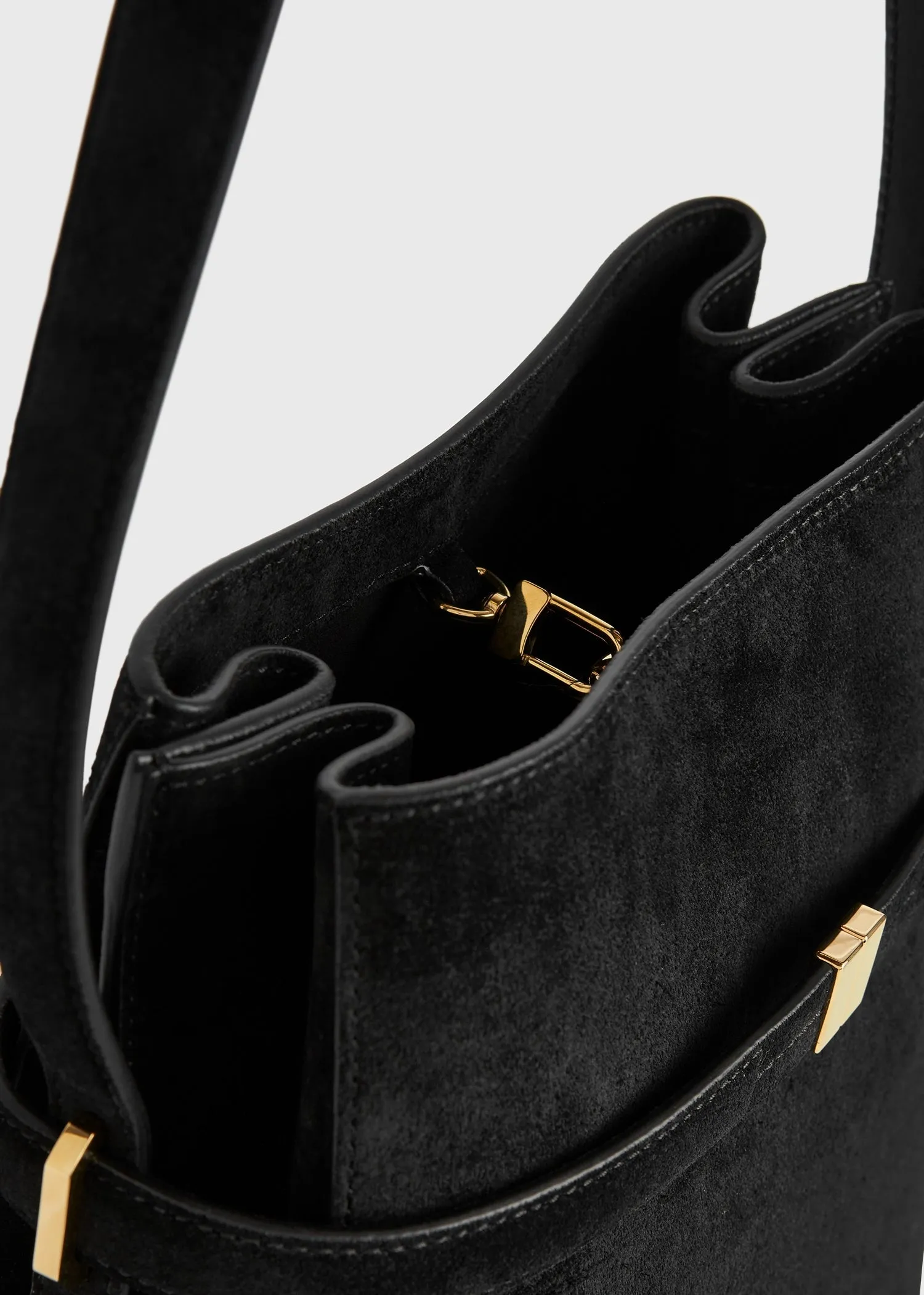 Belted suede bucket bag black sold by Toteme product image thumbnail 5