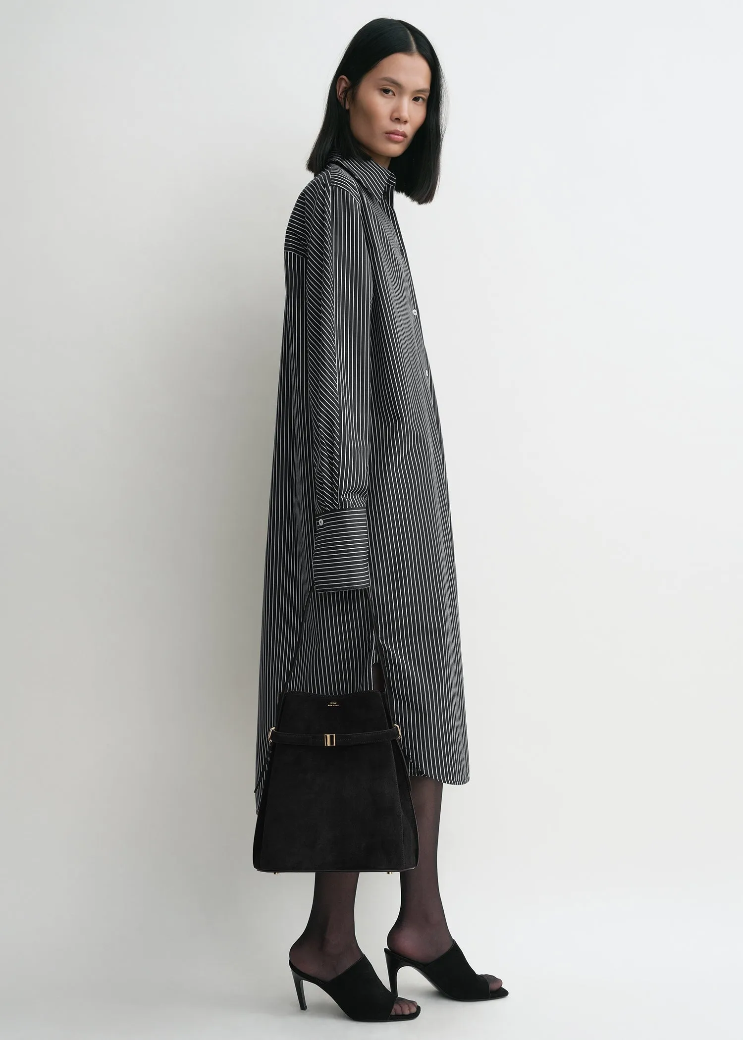 Belted suede bucket bag black sold by Toteme product image thumbnail 2