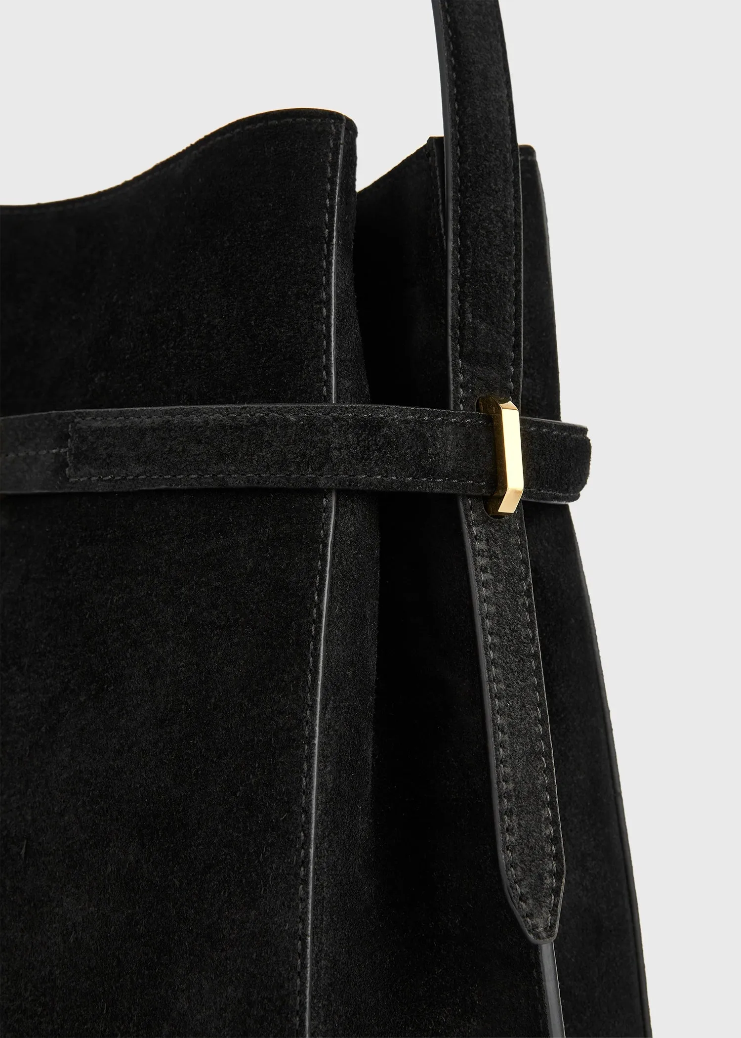 Belted suede bucket bag black sold by Toteme product image thumbnail 4