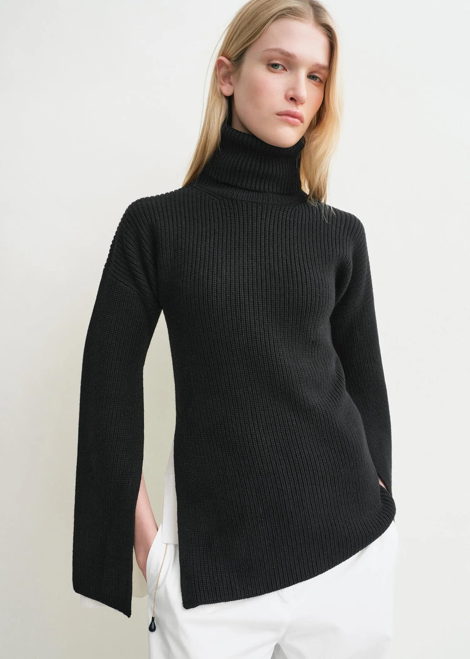 Slit sleeve knit black sold by Toteme product image thumbnail 4