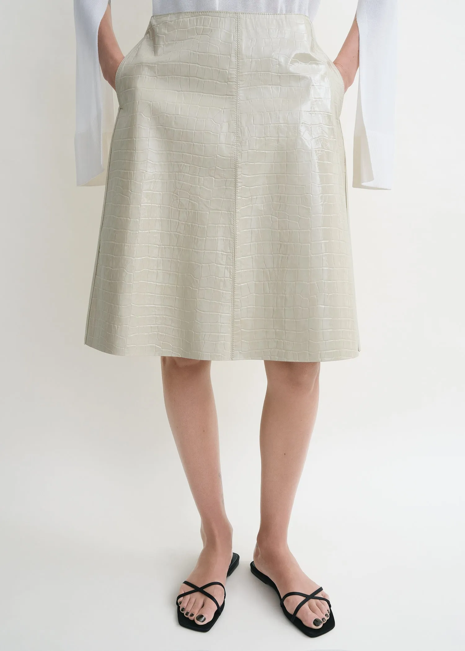 Croco-embossed skirt oyster sold by Toteme product image thumbnail 4