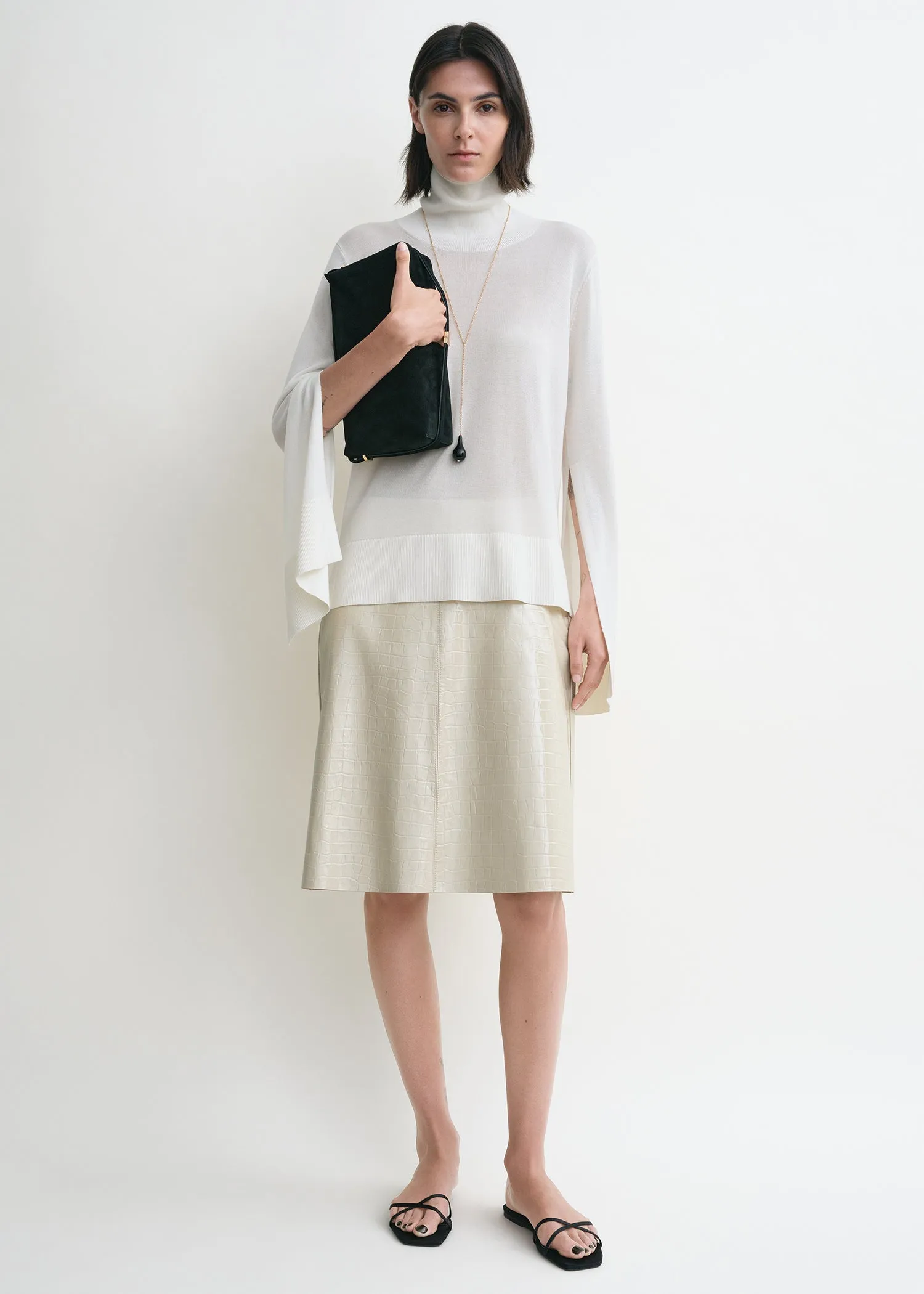 Croco-embossed skirt oyster sold by Toteme