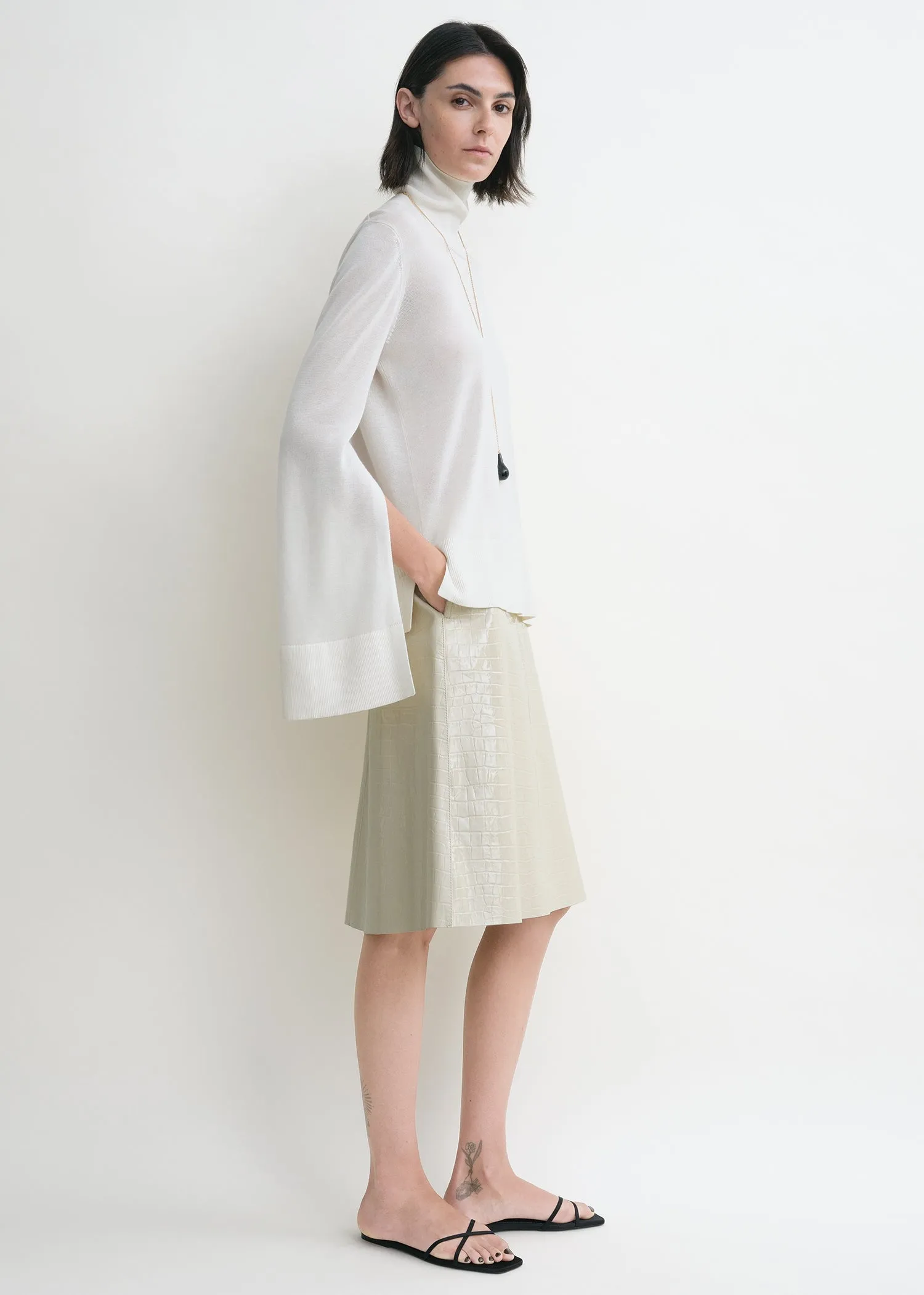 Croco-embossed skirt oyster sold by Toteme product image thumbnail 2