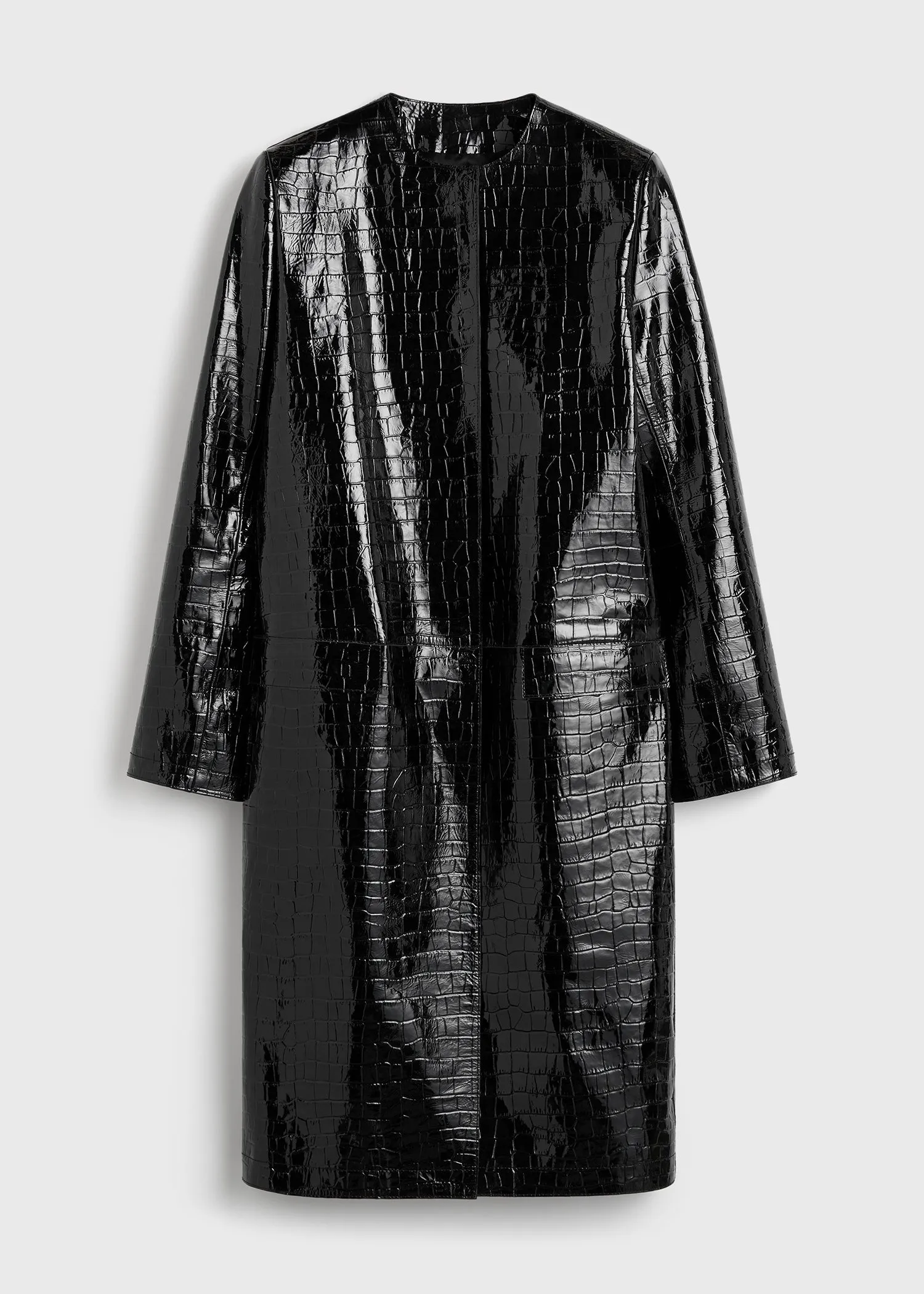 Croco-embossed coat black sold by Toteme product image thumbnail 5