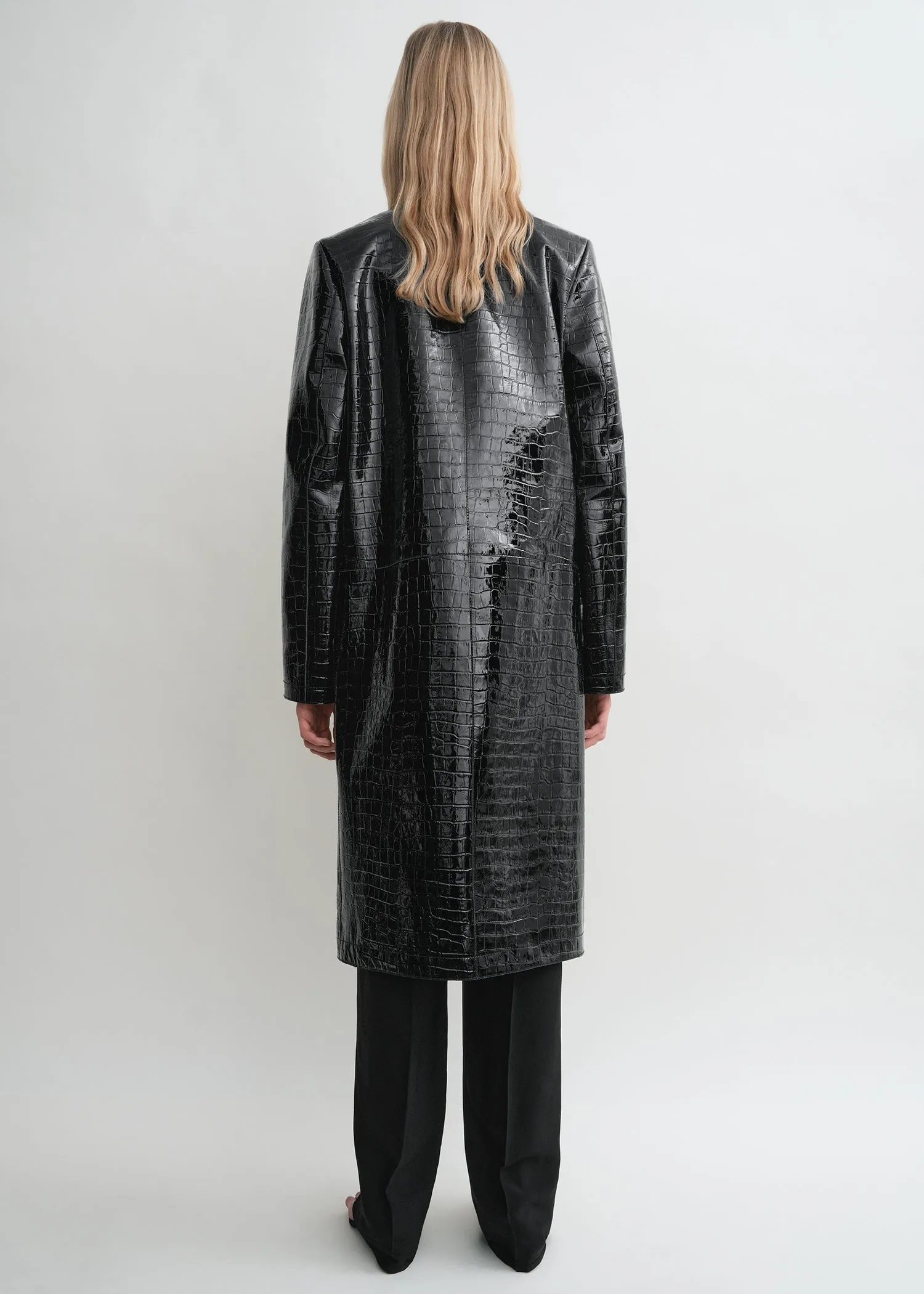 Croco-embossed coat black sold by Toteme product image thumbnail 4