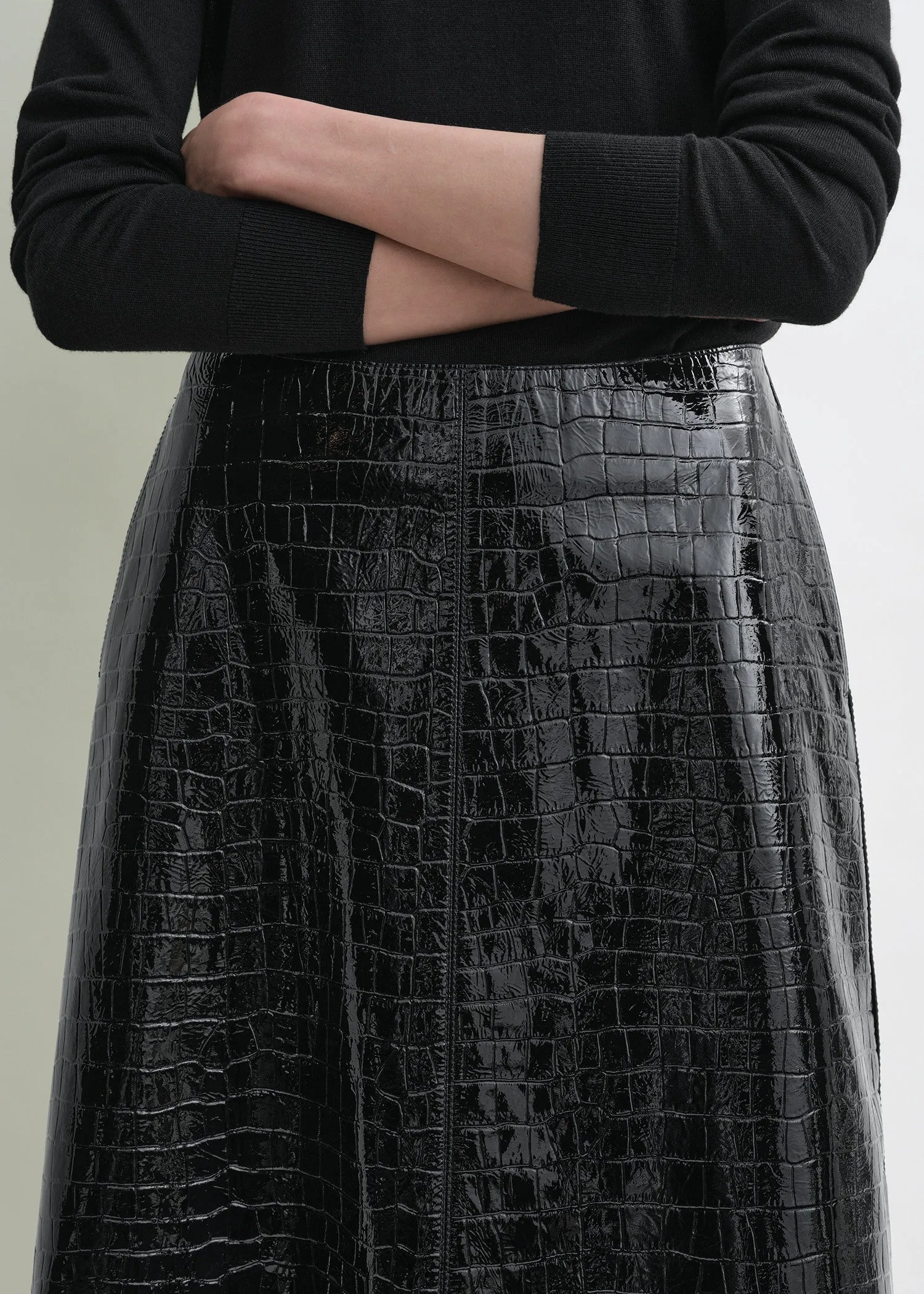 Croco-embossed skirt black sold by Toteme product image thumbnail 4