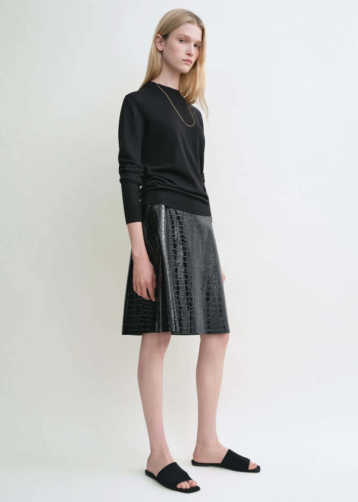 Croco-embossed skirt black sold by Toteme product image thumbnail 2