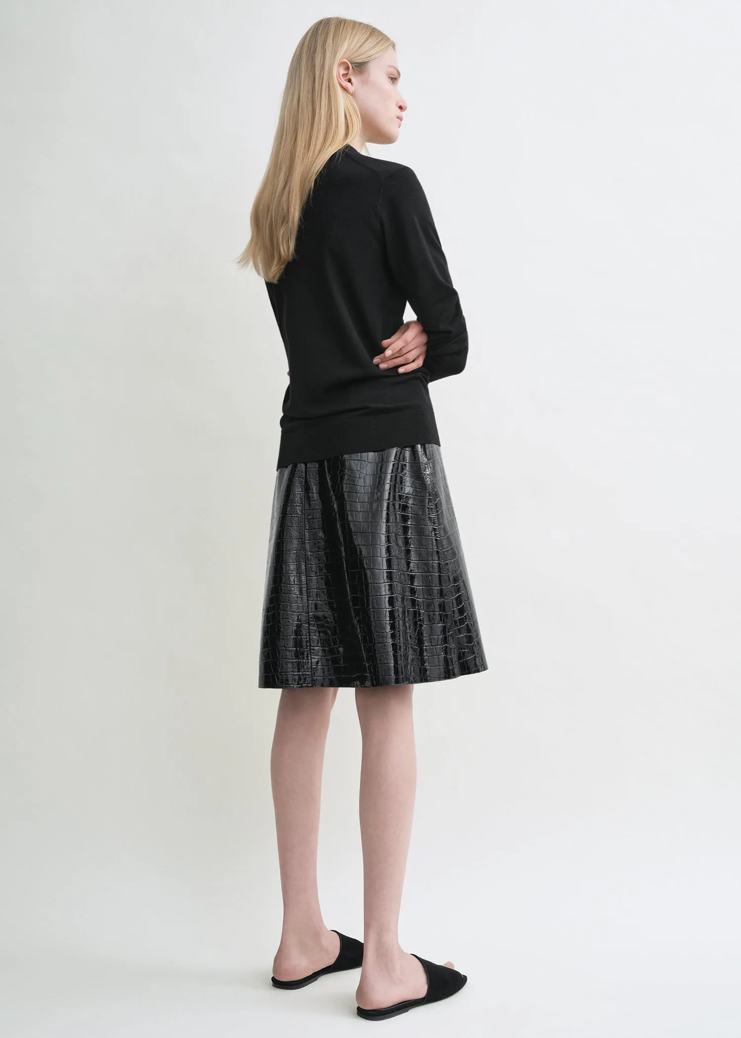 Croco-embossed skirt black sold by Toteme product image thumbnail 3