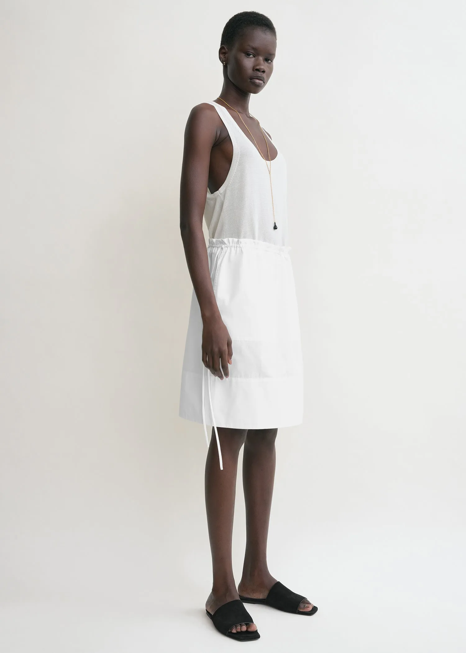 Drawstring poplin mini skirt white sold by Toteme product image thumbnail 2