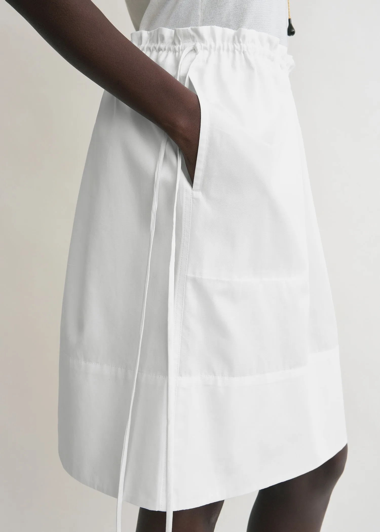 Drawstring poplin mini skirt white sold by Toteme product image thumbnail 4