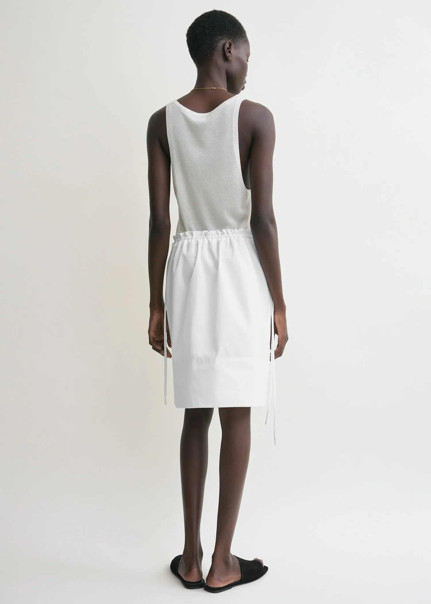 Drawstring poplin mini skirt white sold by Toteme product image thumbnail 3
