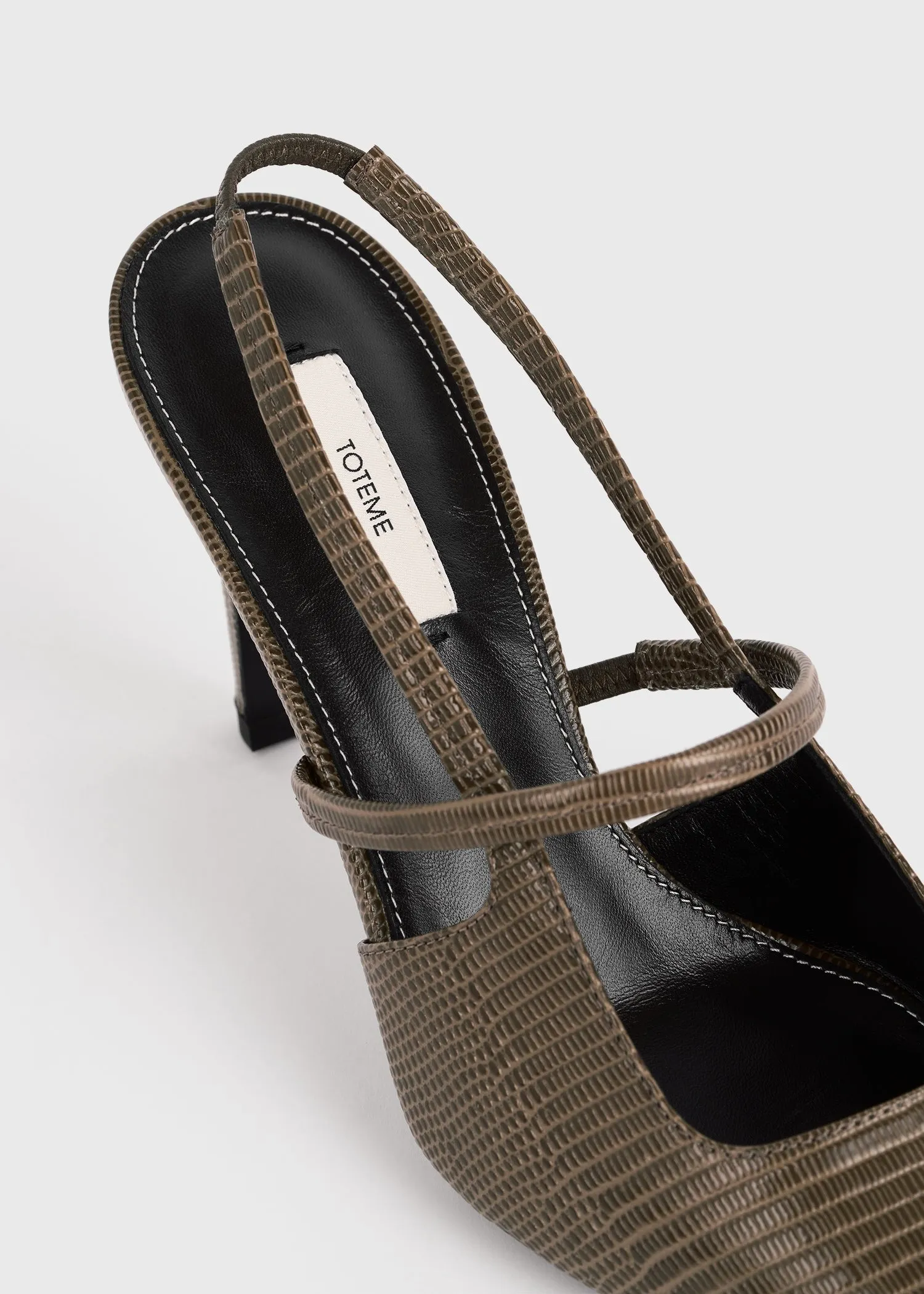 Lizard-embossed stiletto slingbacks dark olive sold by Toteme product image thumbnail 5