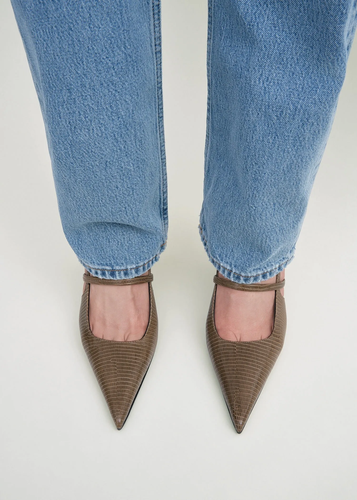 Lizard-embossed stiletto slingbacks dark olive sold by Toteme product image thumbnail 2