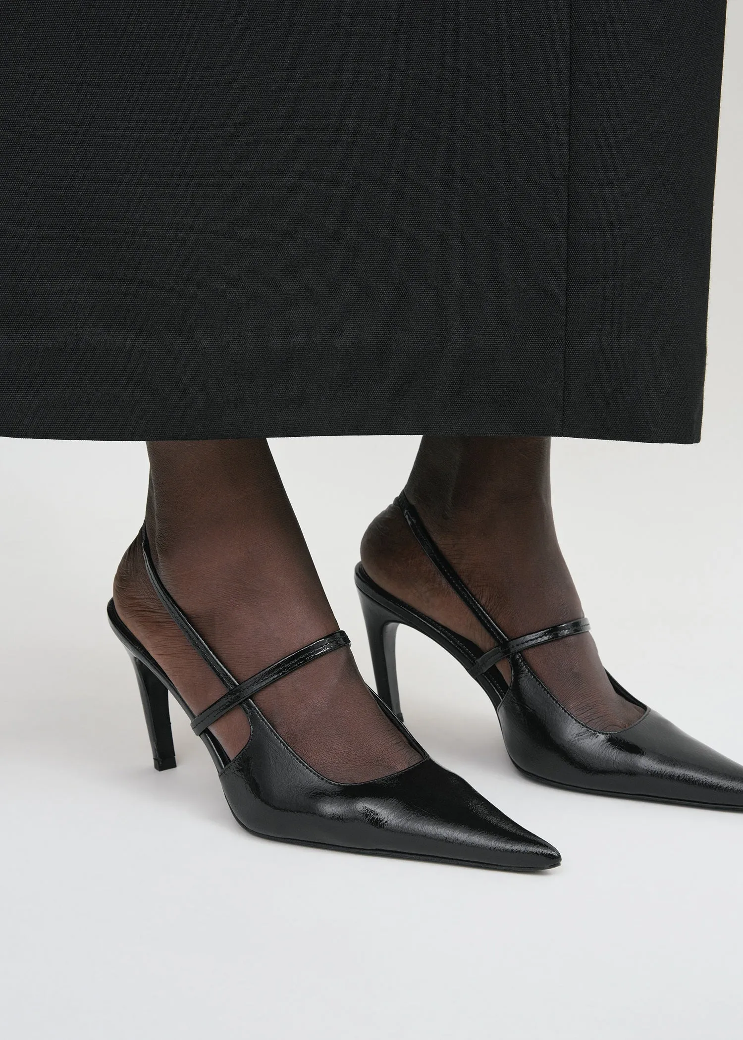 Naplack stiletto slingbacks black sold by Toteme product image thumbnail 3