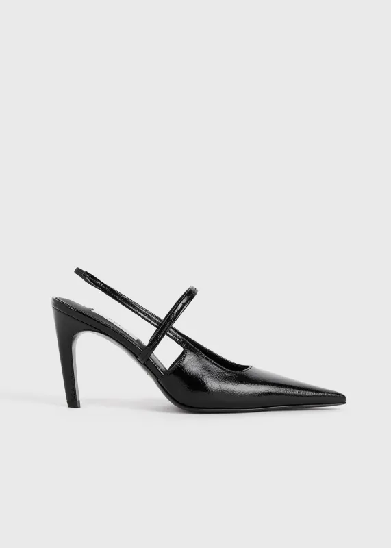 Naplack stiletto slingbacks black sold by Toteme
