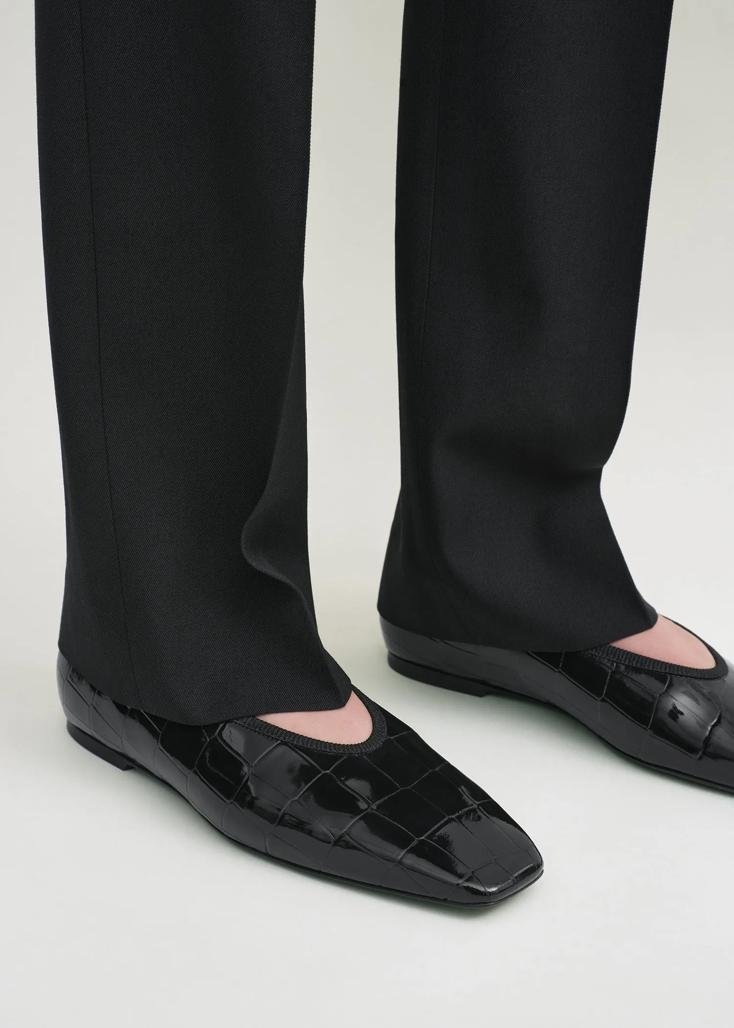 Minimalist croco-embossed ballerinas black sold by Toteme product image thumbnail 3