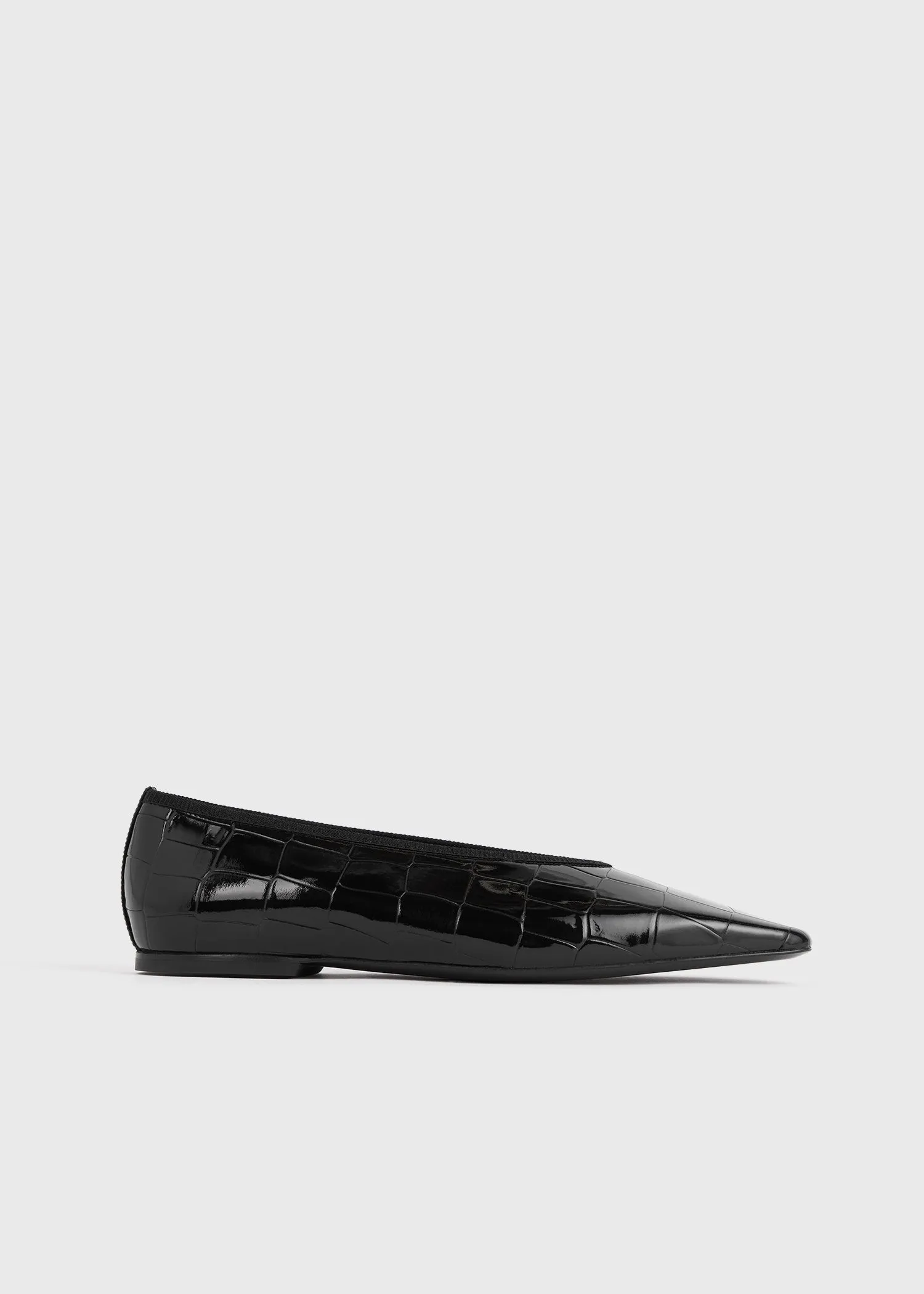 Minimalist croco-embossed ballerinas black sold by Toteme