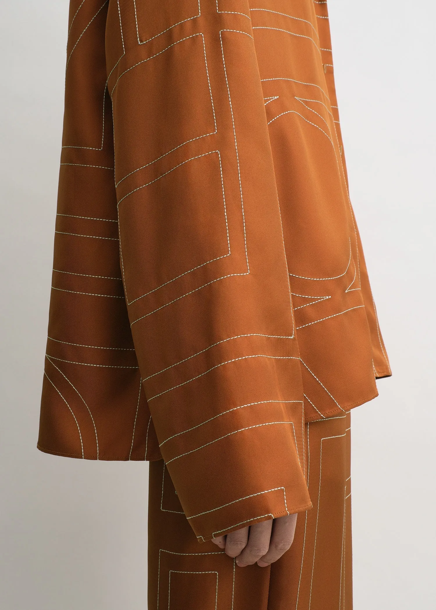 Monogram silk pj top terracotta sold by Toteme product image thumbnail 5