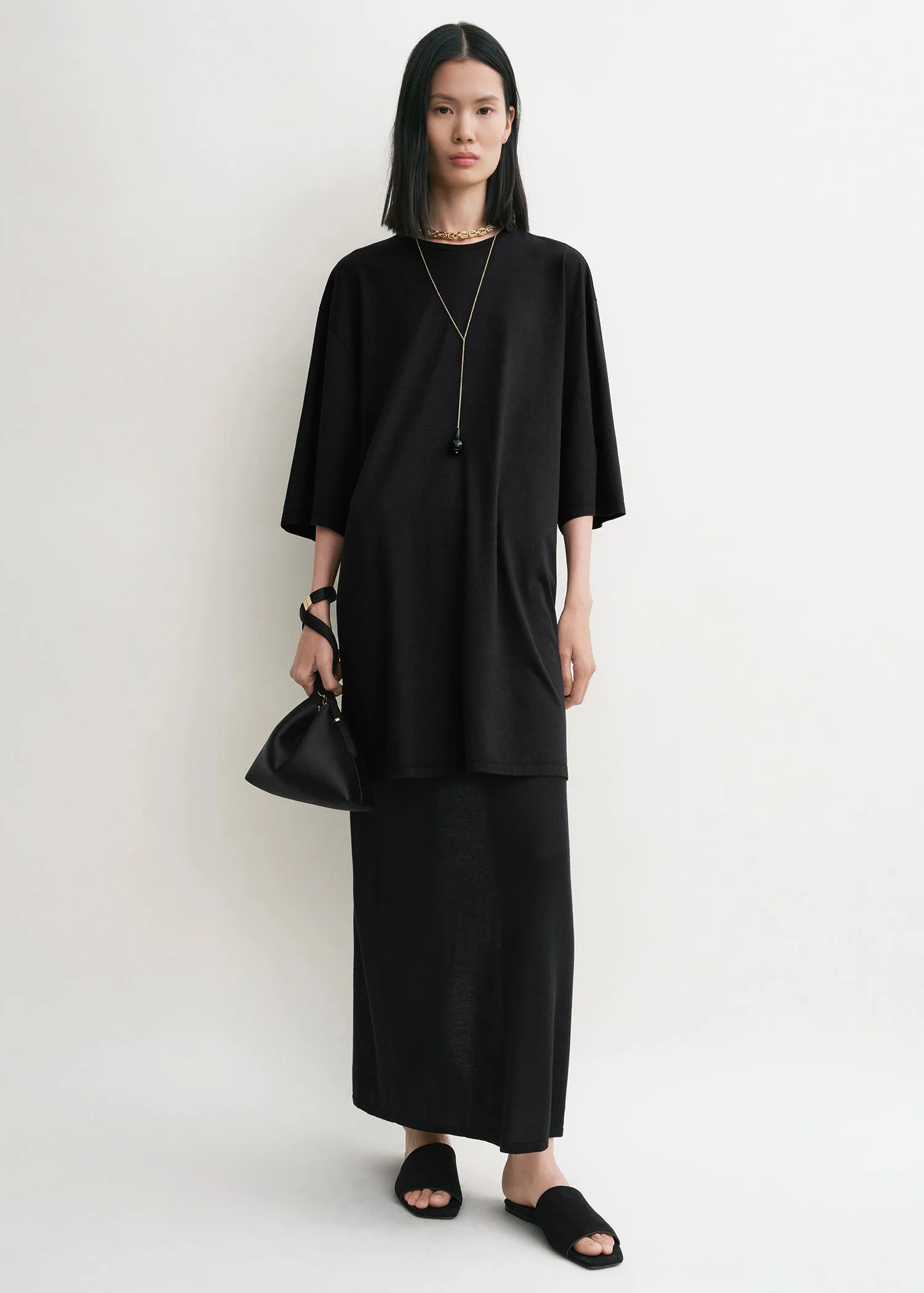 Relaxed tee dress black sold by Toteme