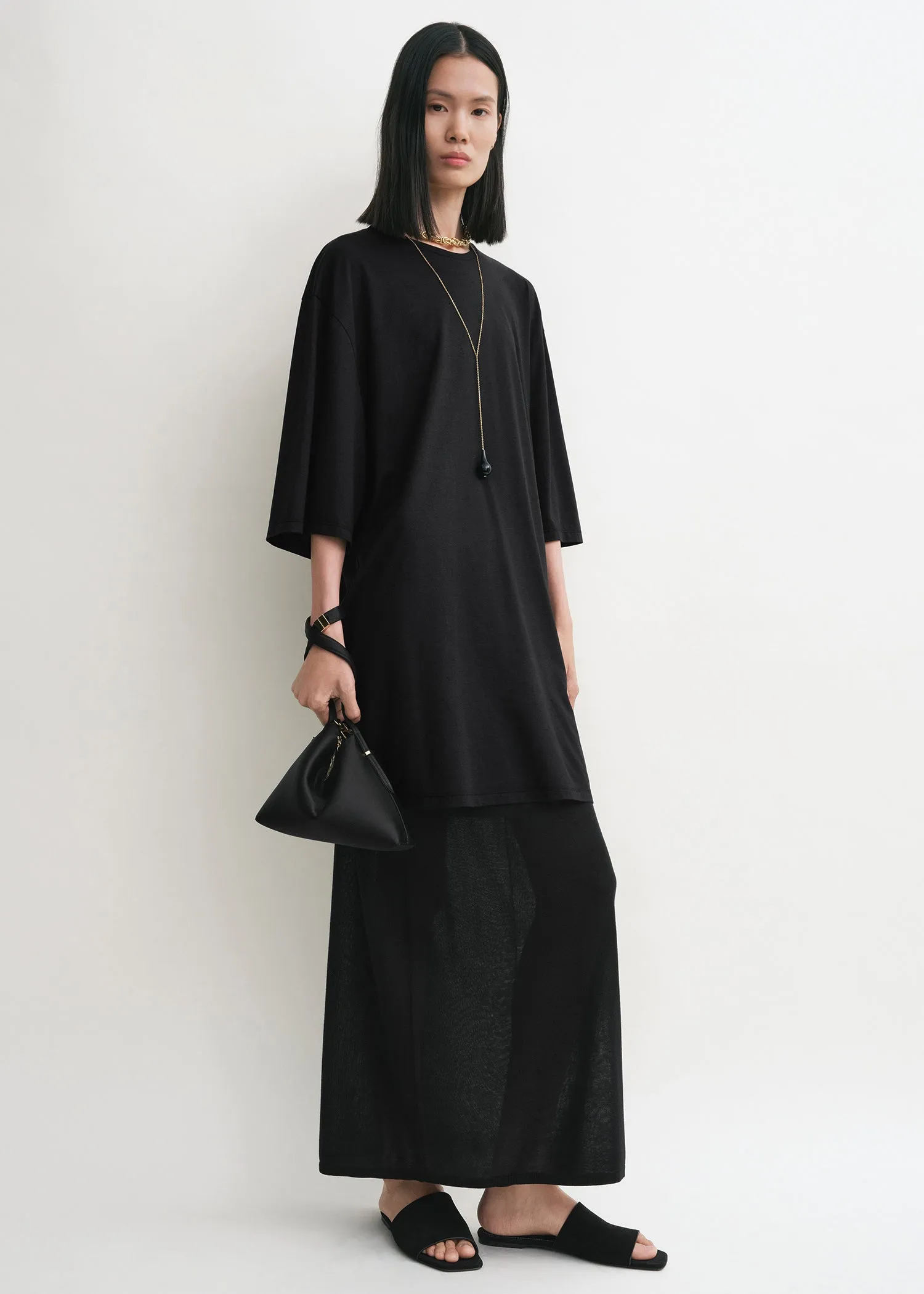 Relaxed tee dress black sold by Toteme product image thumbnail 2