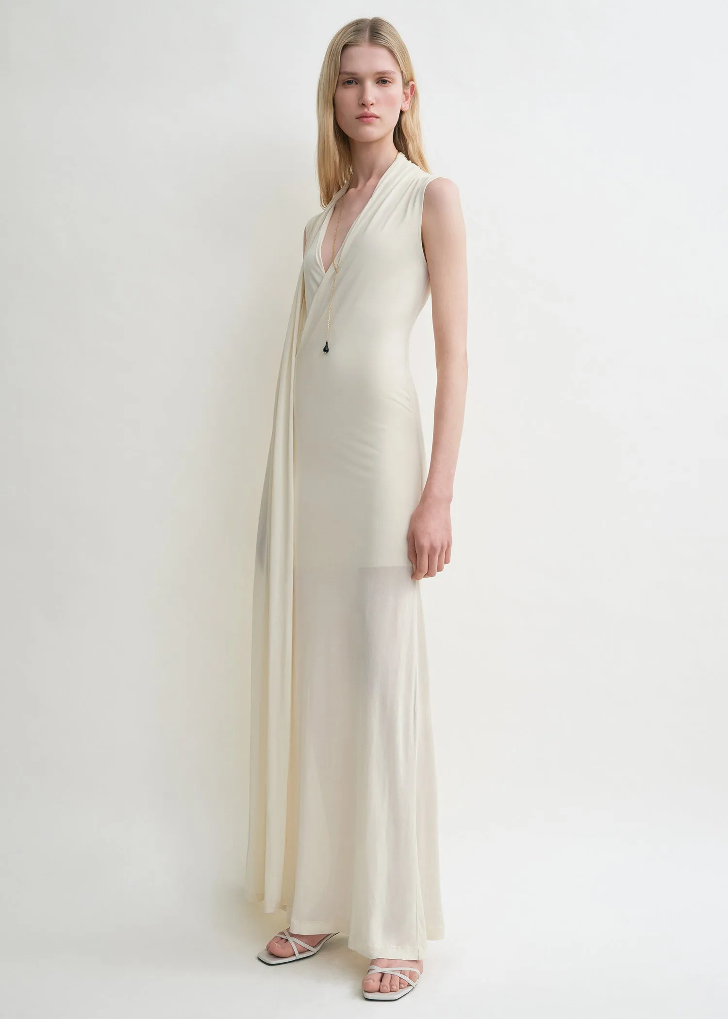 Overlapped scarf dress ecru sold by Toteme product image thumbnail 2