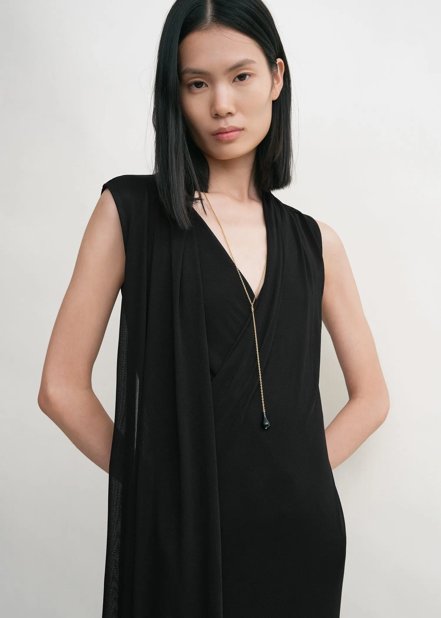 Overlapped scarf dress black sold by Toteme product image thumbnail 4