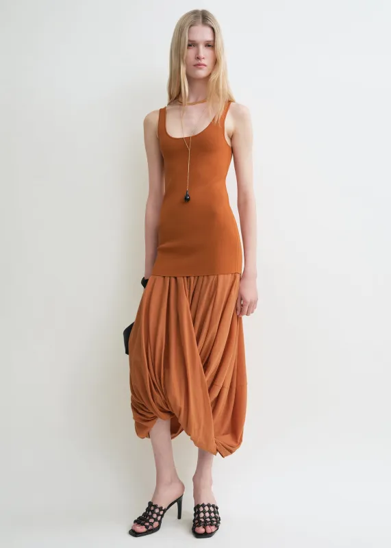 Cocoon tank dress terracotta sold by Toteme