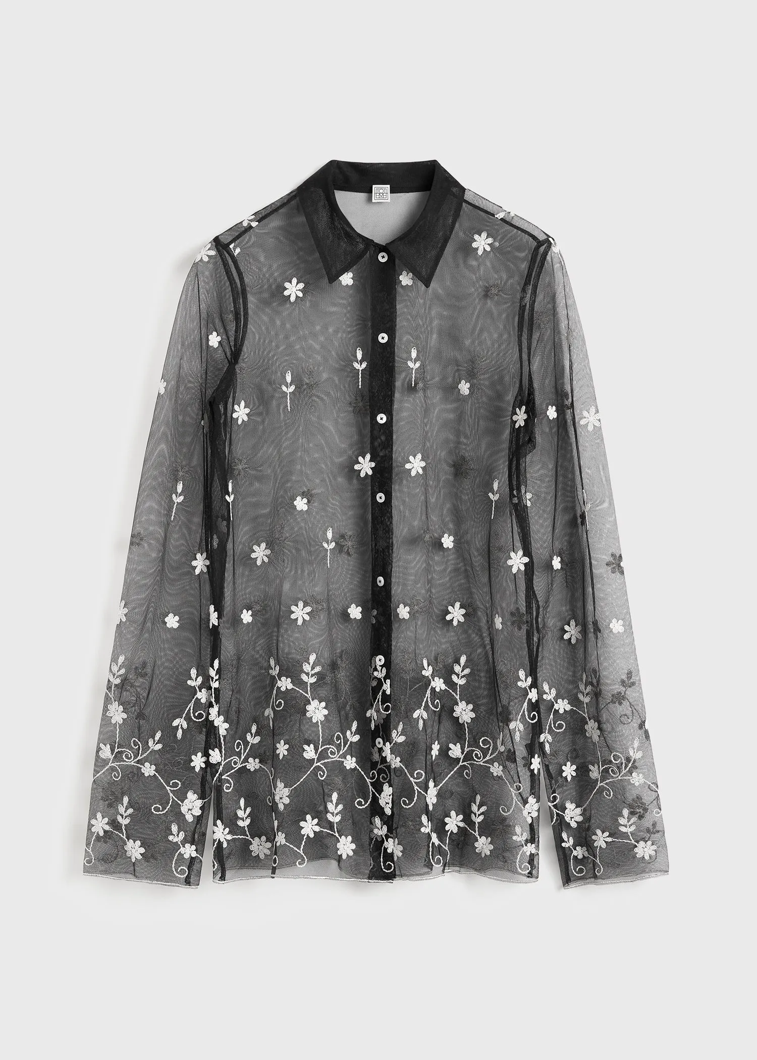 Floral tulle shirt black/white sold by Toteme product image thumbnail 5