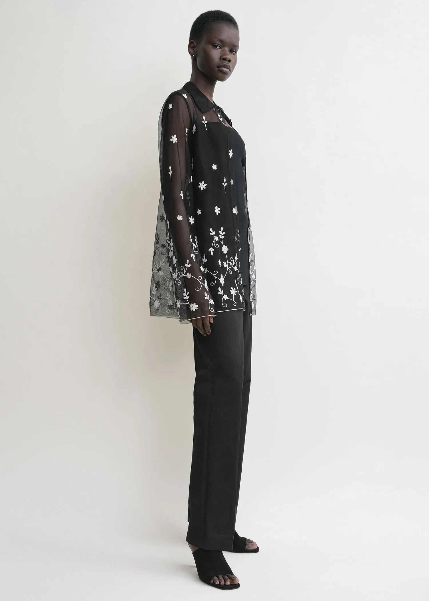 Floral tulle shirt black/white sold by Toteme product image thumbnail 2