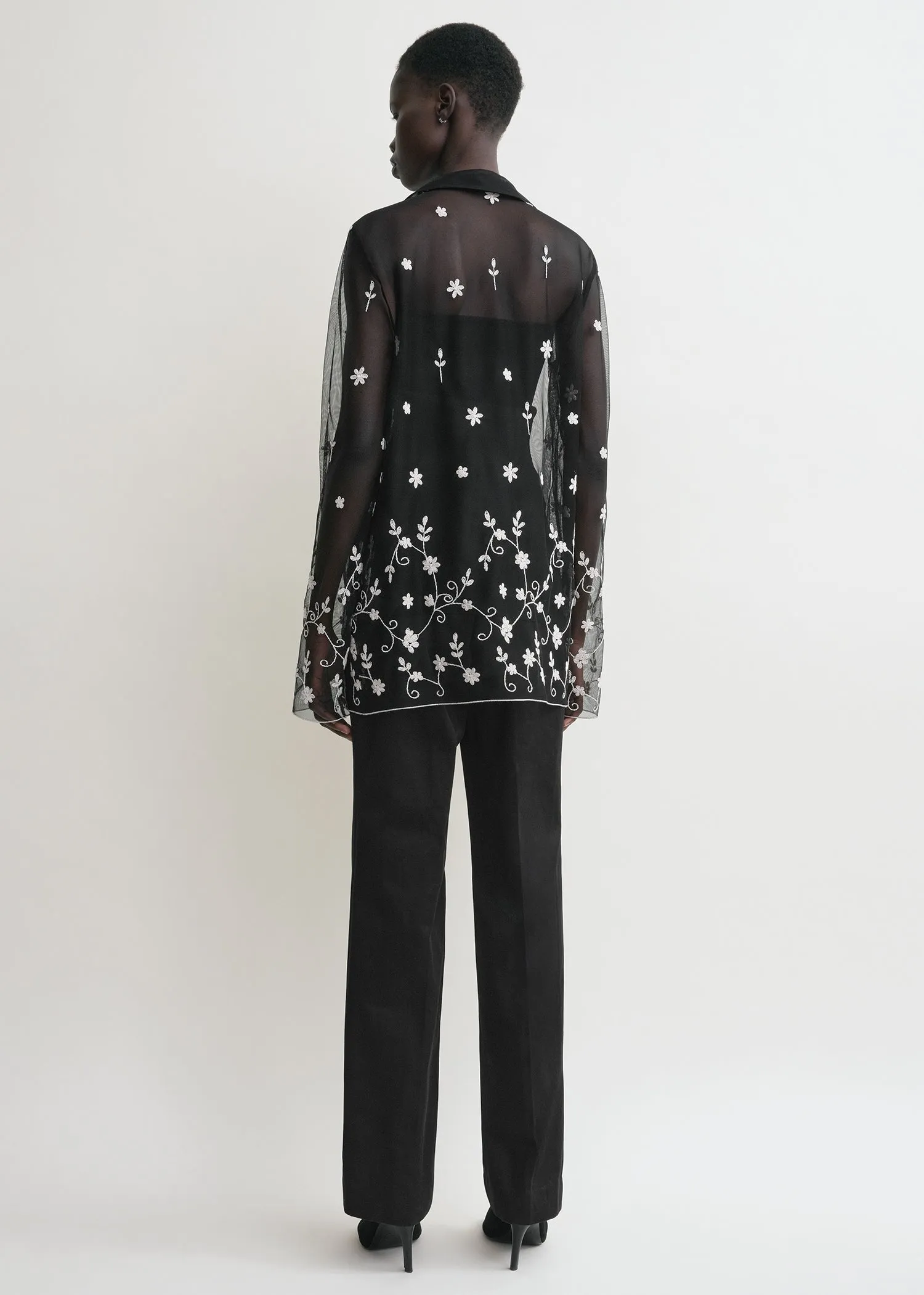 Floral tulle shirt black/white sold by Toteme product image thumbnail 3