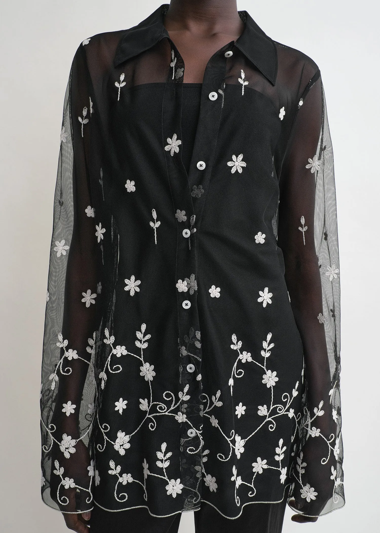 Floral tulle shirt black/white sold by Toteme product image thumbnail 4