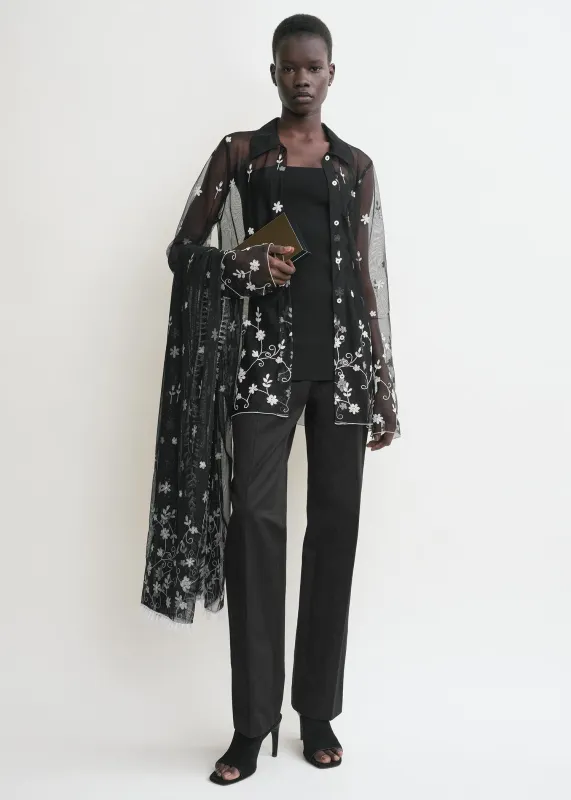 Floral tulle shirt black/white made by Toteme