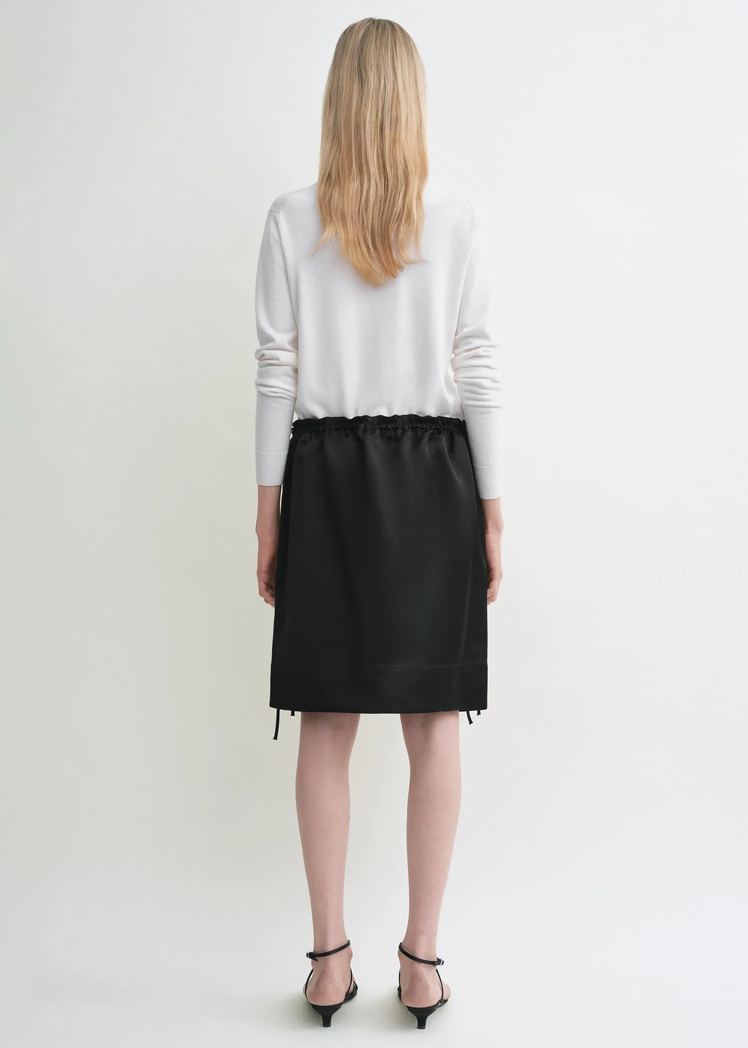 Drawstring satin mini skirt black sold by Toteme product image thumbnail 3