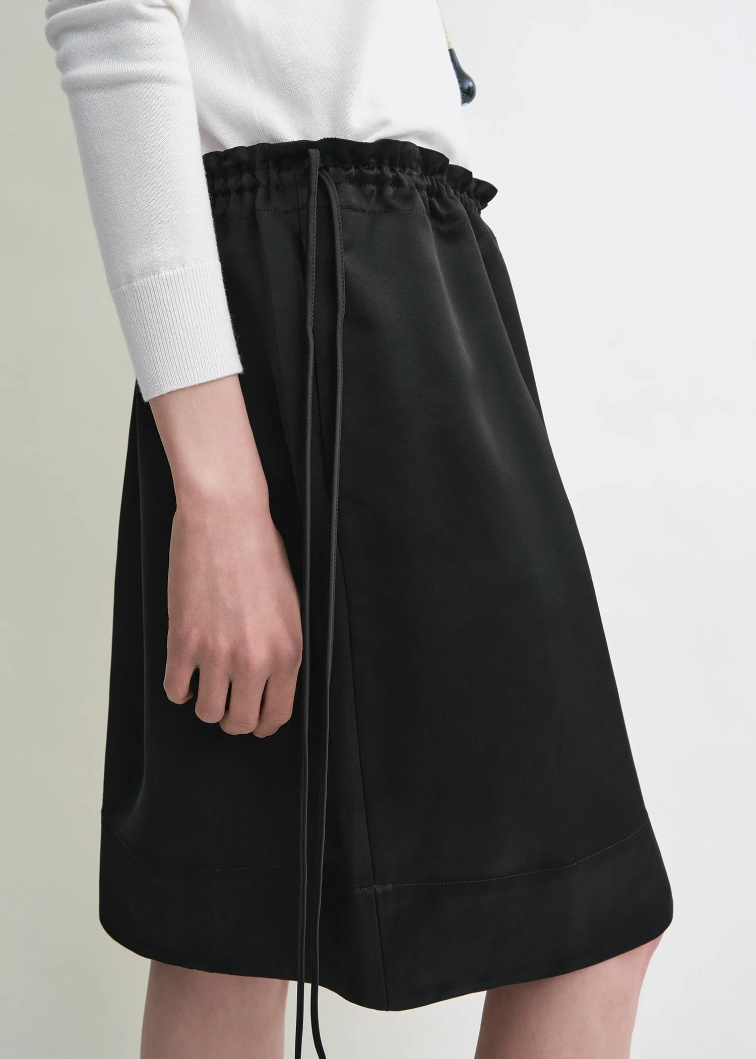 Drawstring satin mini skirt black sold by Toteme product image thumbnail 4