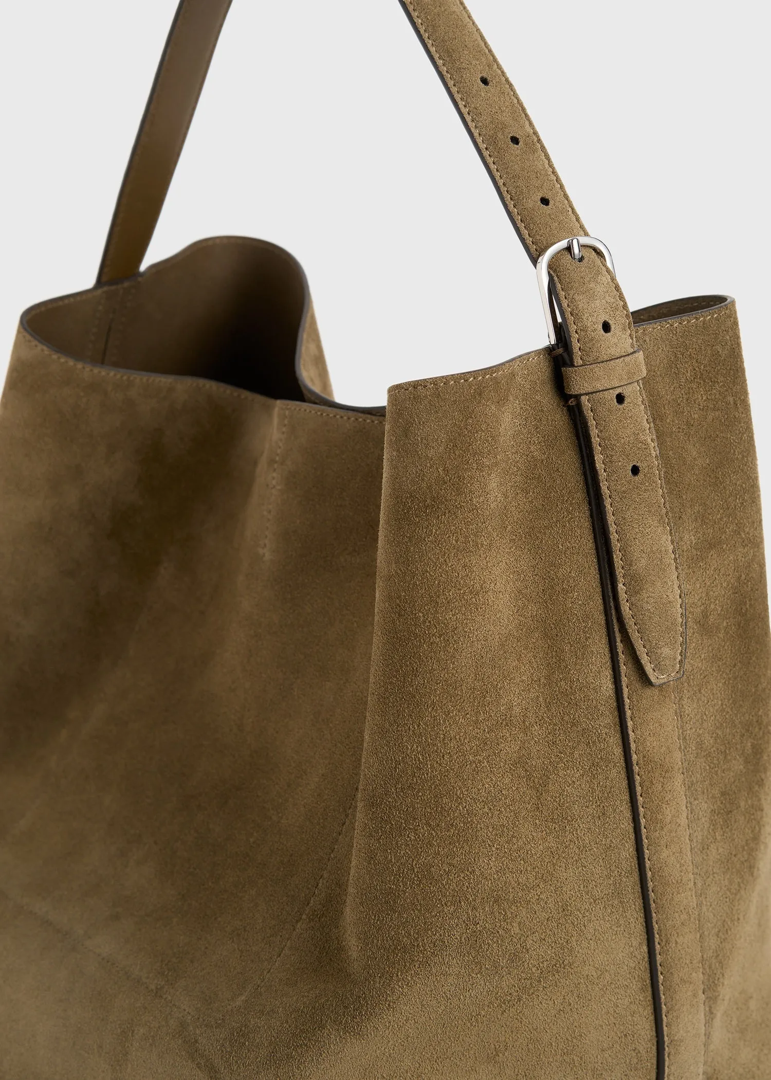 Belted suede tote dark olive sold by Toteme product image thumbnail 5
