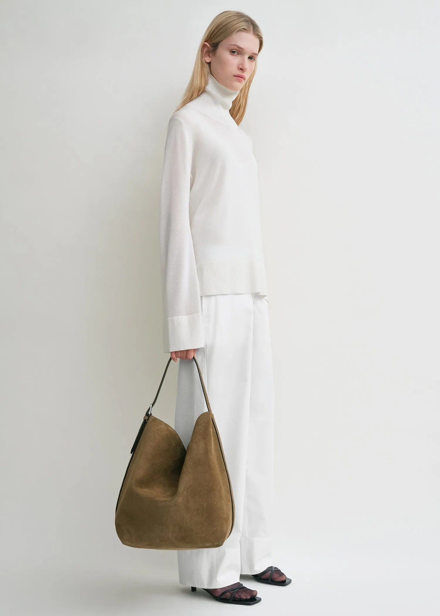 Belted suede tote dark olive sold by Toteme product image thumbnail 2