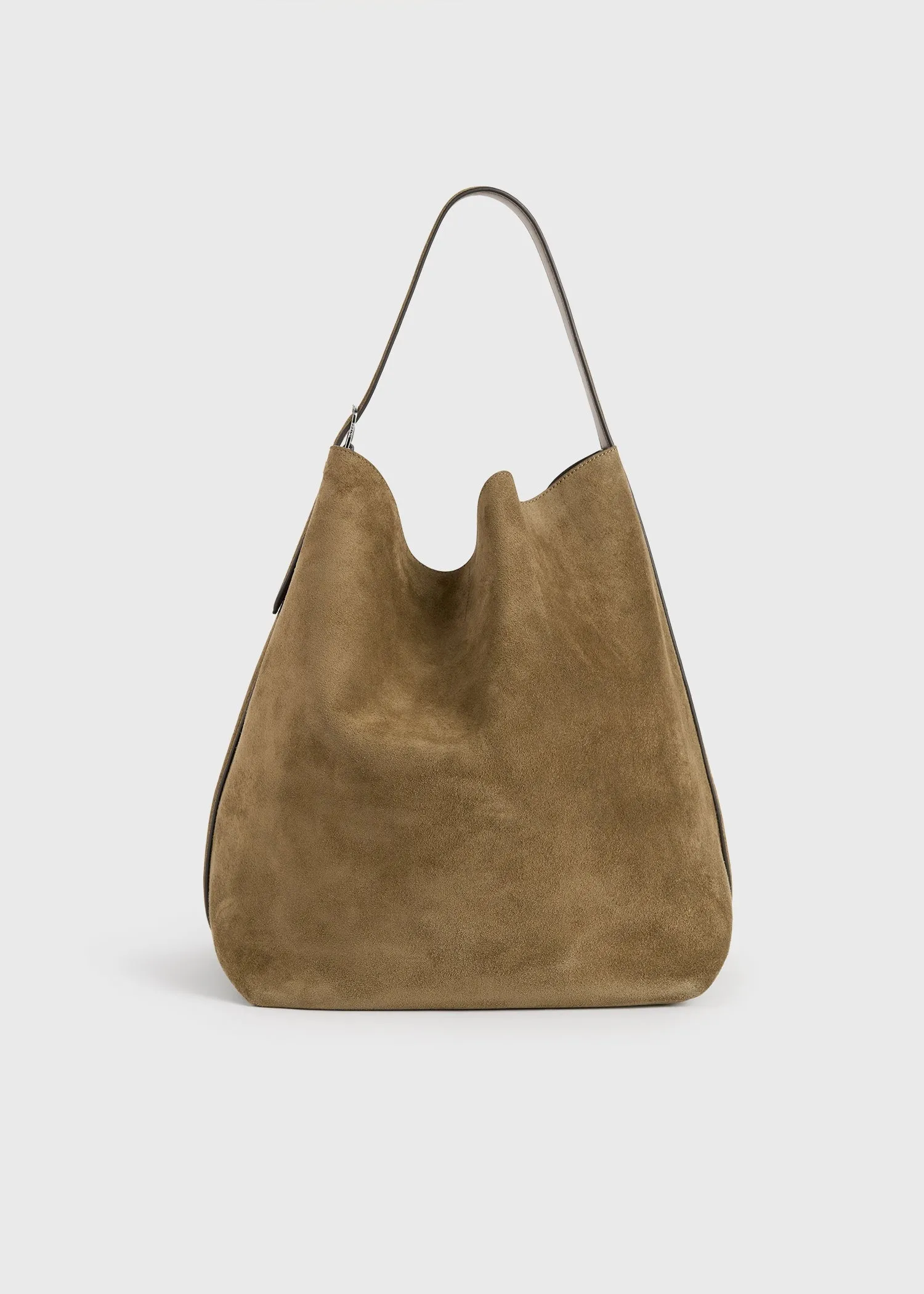 Belted suede tote dark olive sold by Toteme