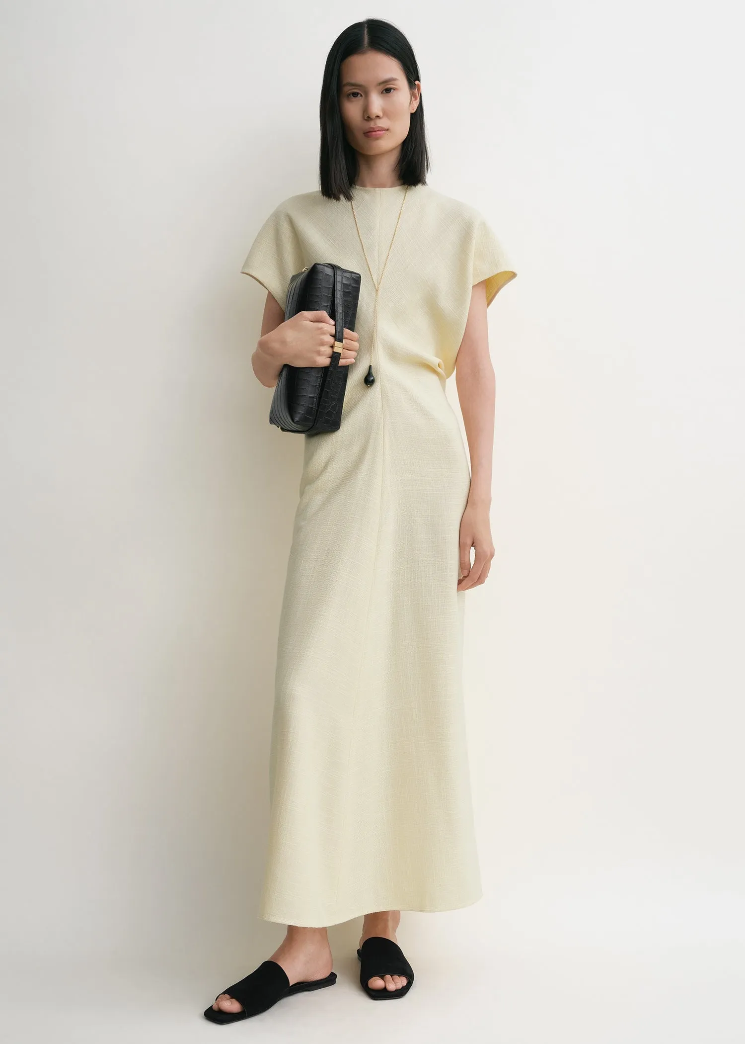 Slouch waist basketweave dress straw sold by Toteme