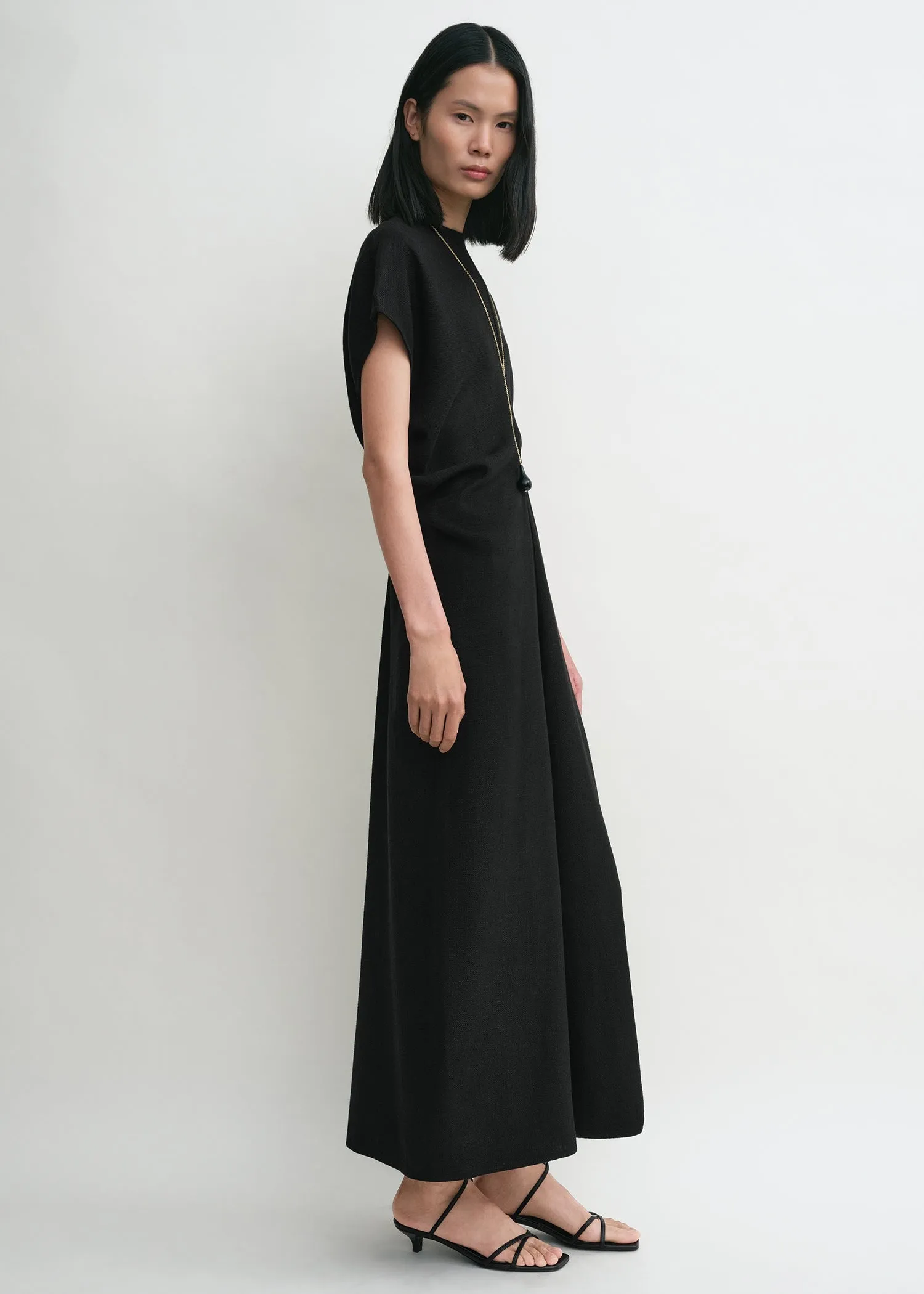 Slouch waist basketweave dress black sold by Toteme product image thumbnail 2