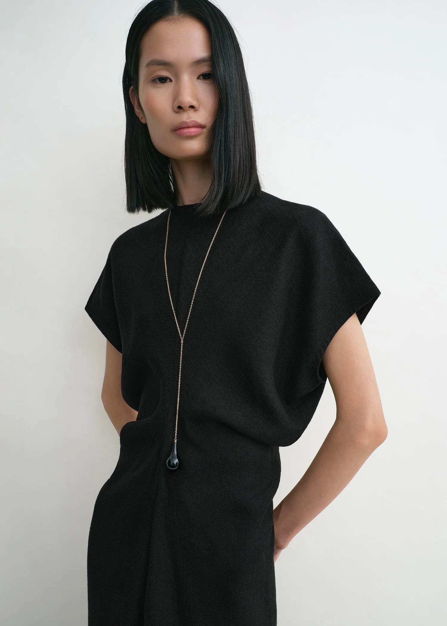 Slouch waist basketweave dress black sold by Toteme product image thumbnail 4