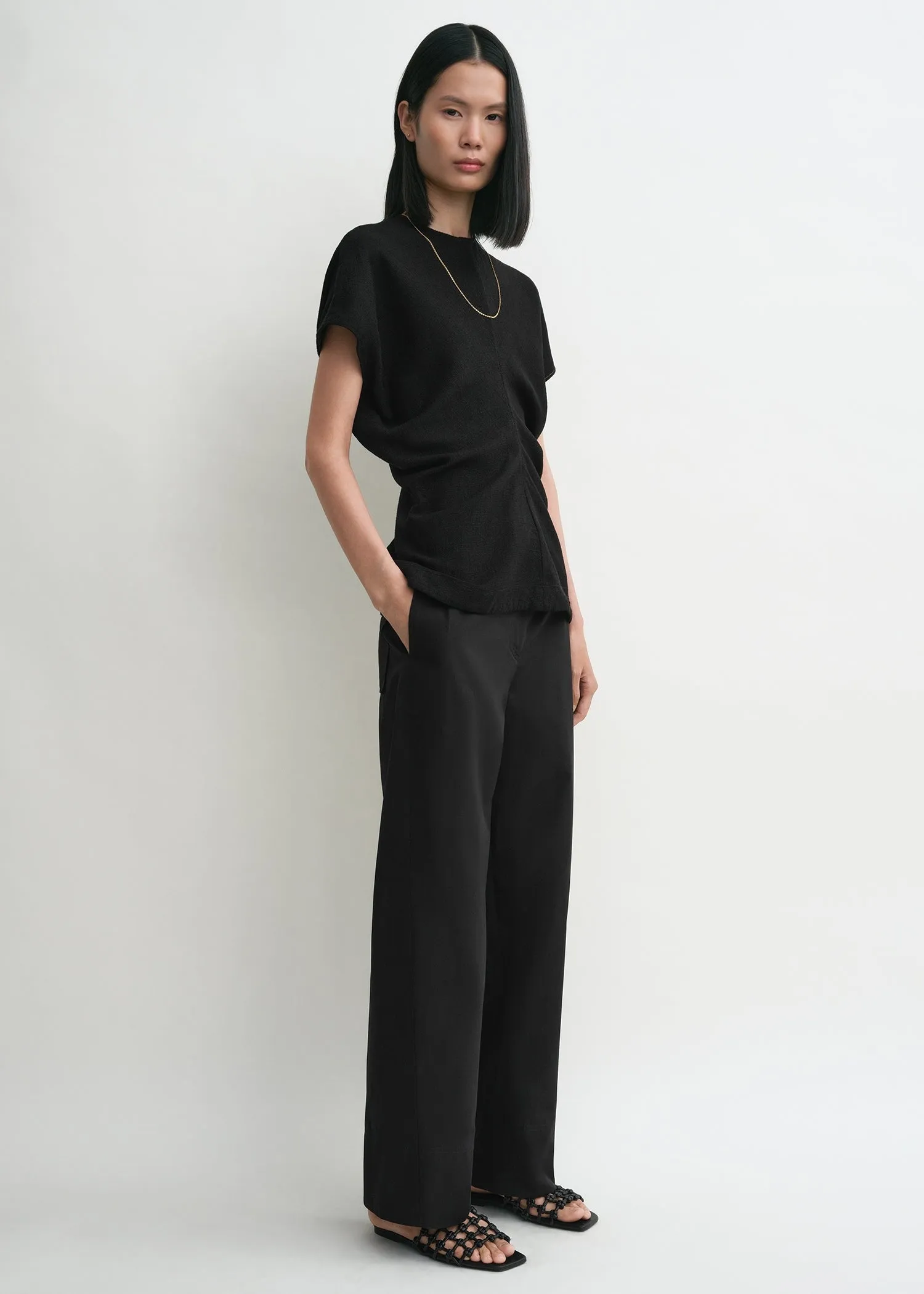 Slouch waist basketweave top black sold by Toteme product image thumbnail 2