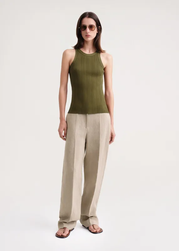 Seamless rib tank top olive sold by Toteme