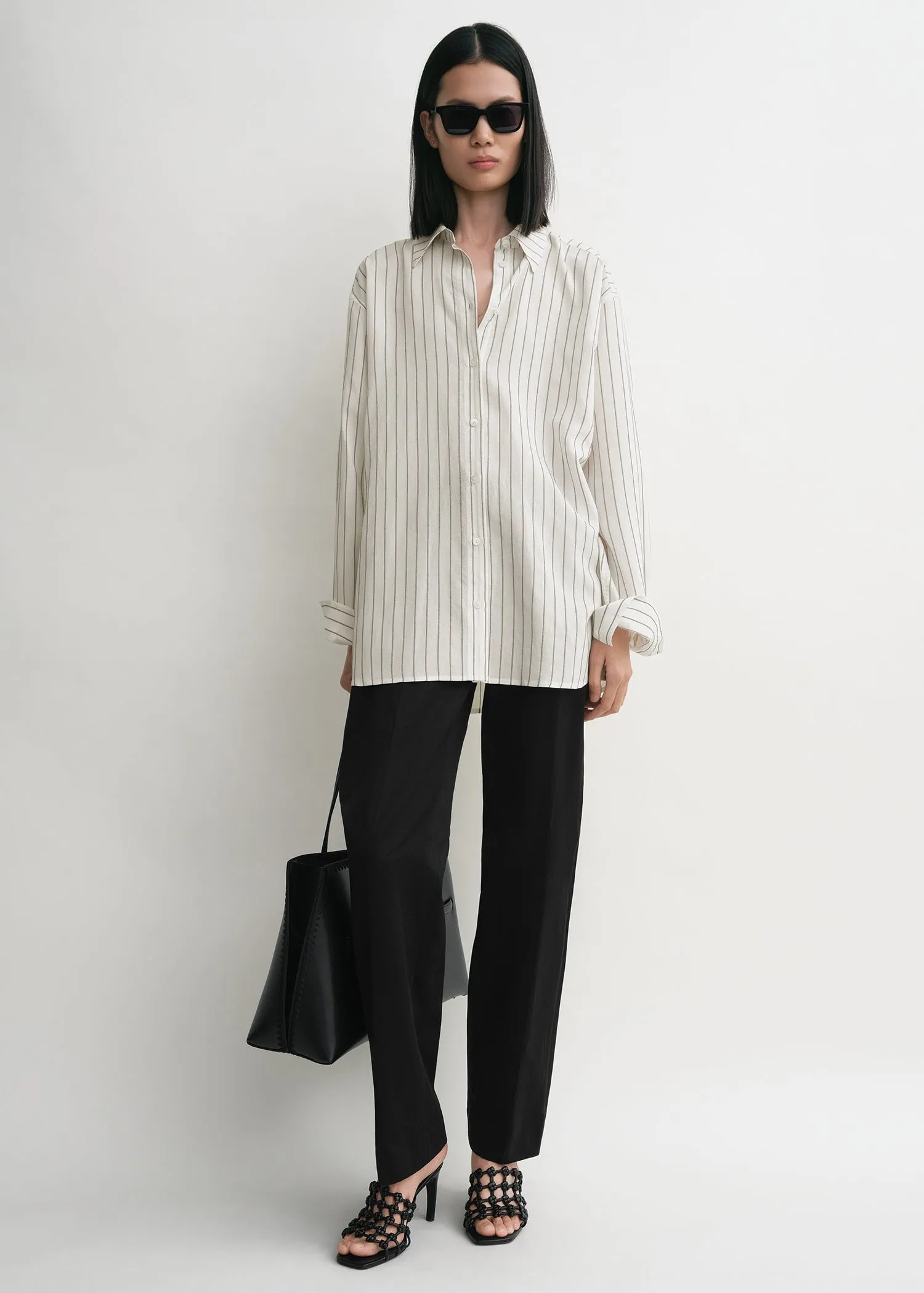 Classic stripe shirt white/oyster sold by Toteme